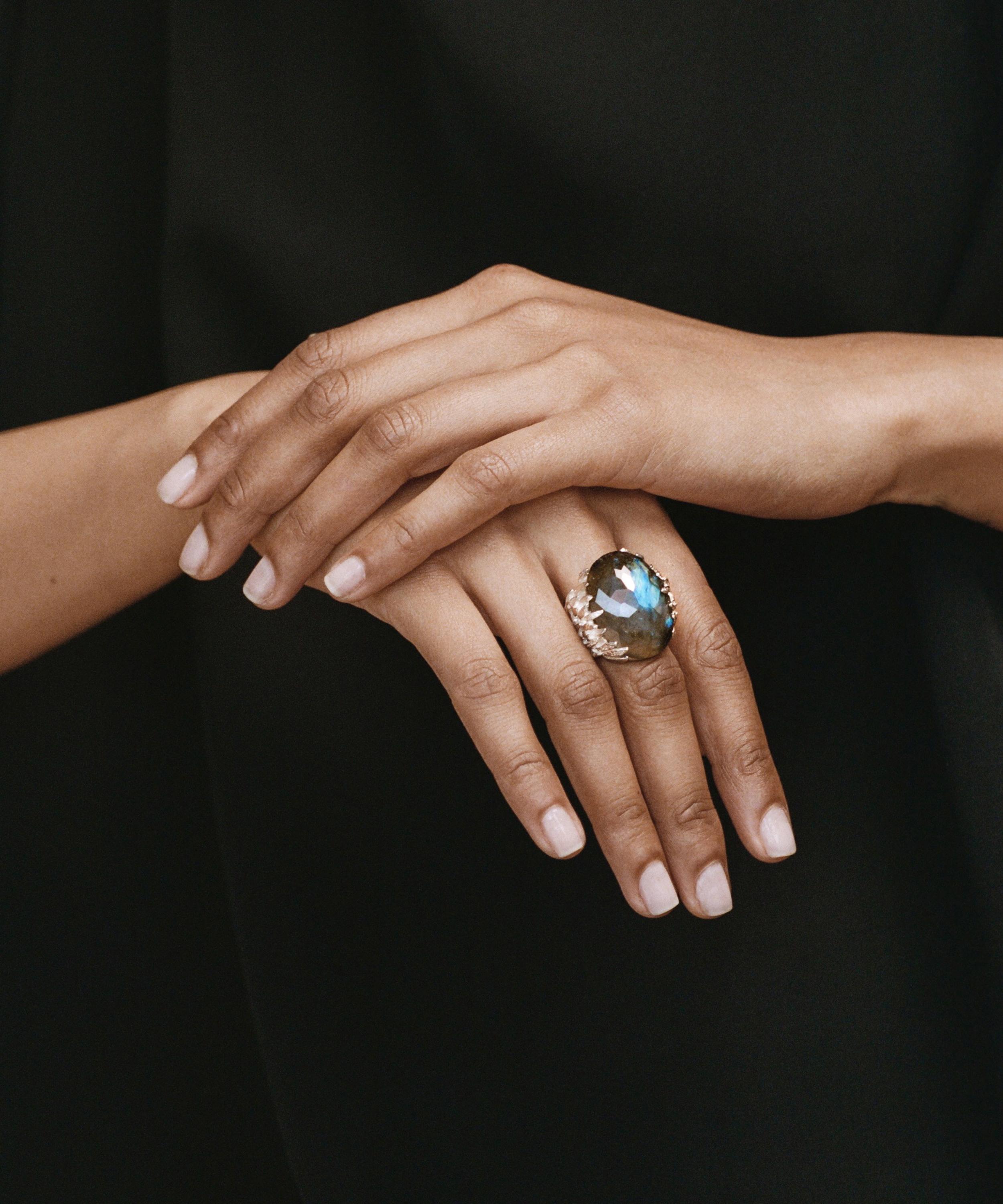 Wouters & Hendrix -  Silver Feather Labradorite Ring image number 2