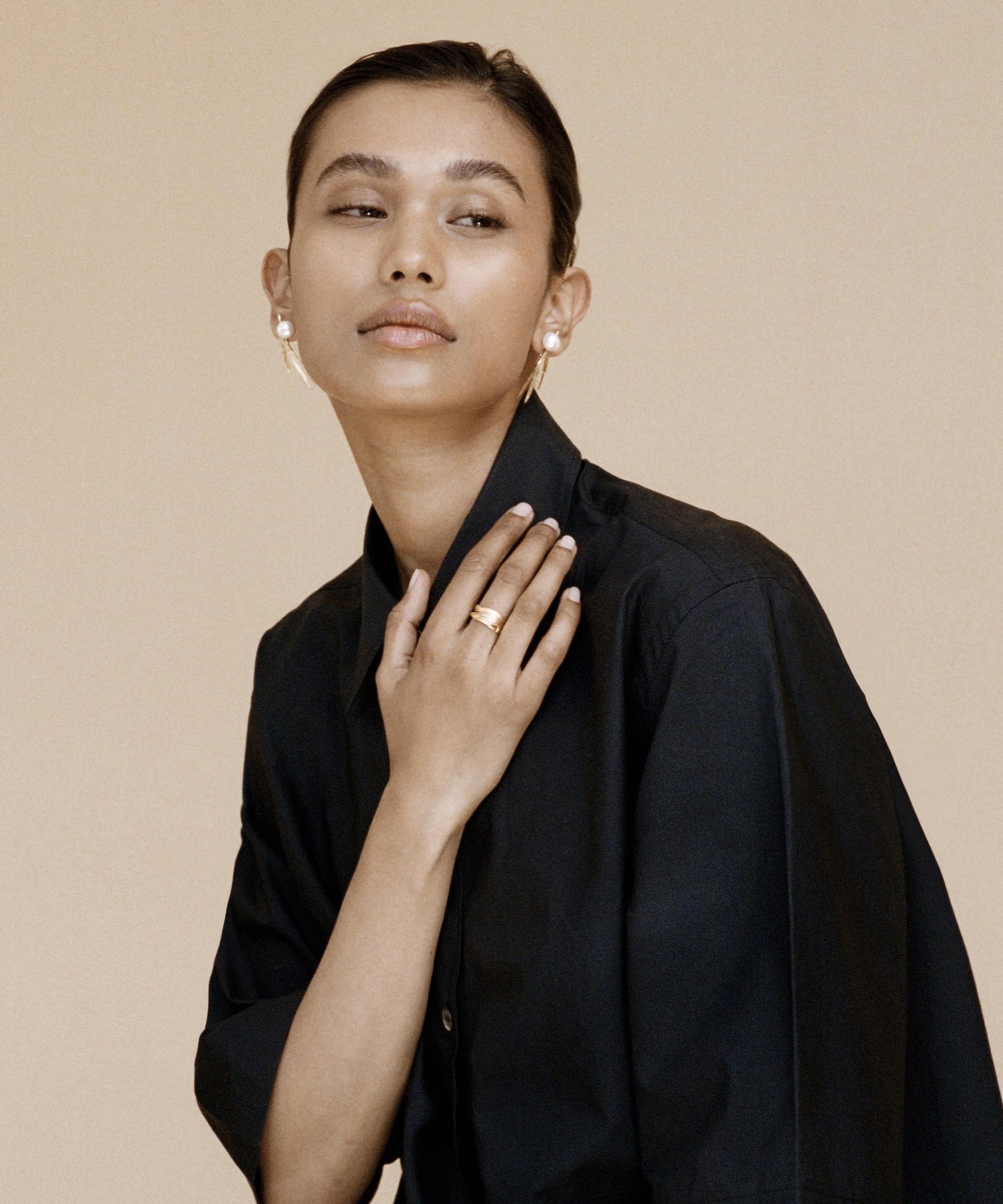 Wouters & Hendrix - Gold-Plated Silver Leaf Ring image number 1