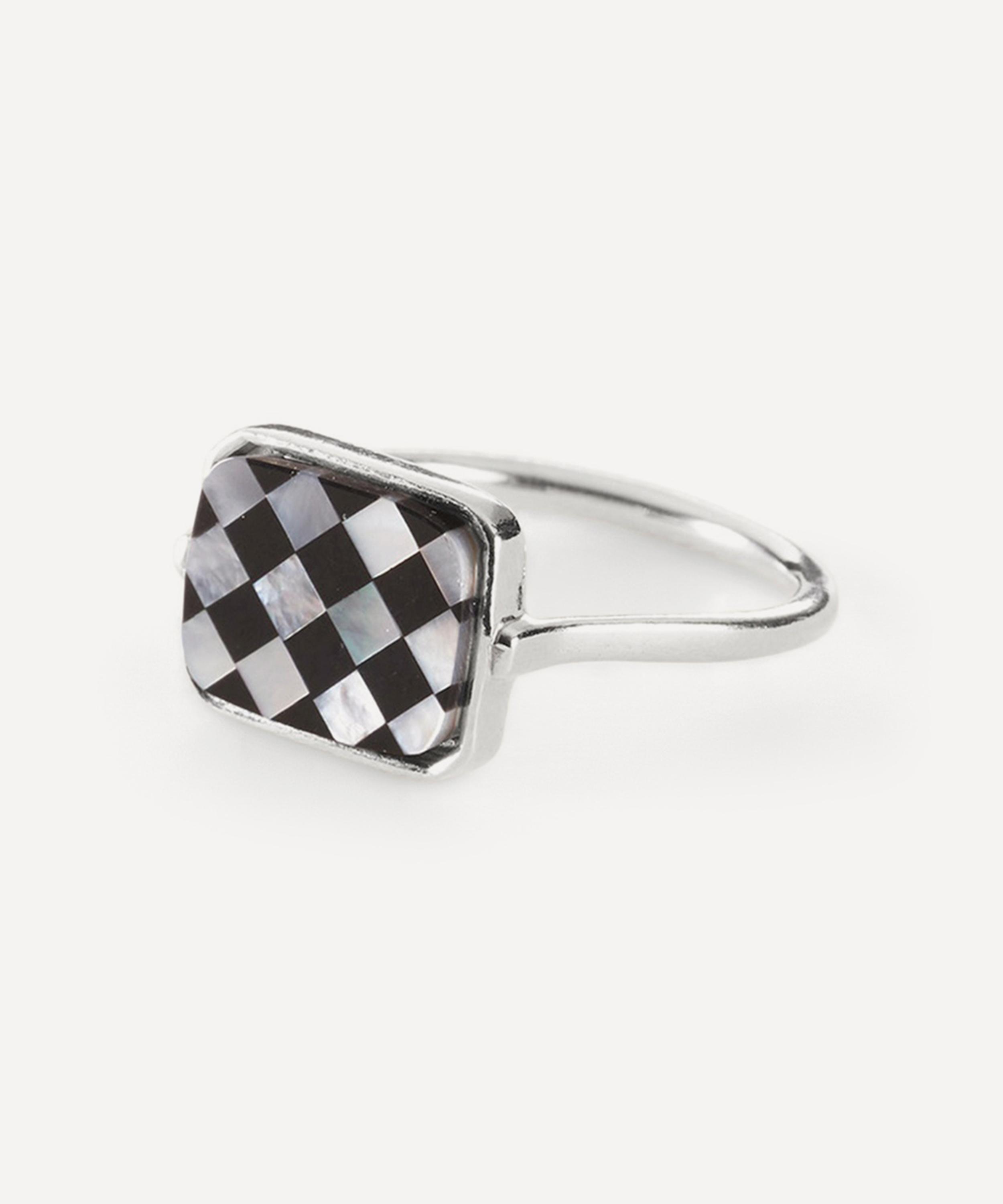 Wouters & Hendrix -  Silver Mosaic Onyx and Mother-of-Pearl Ring image number 0