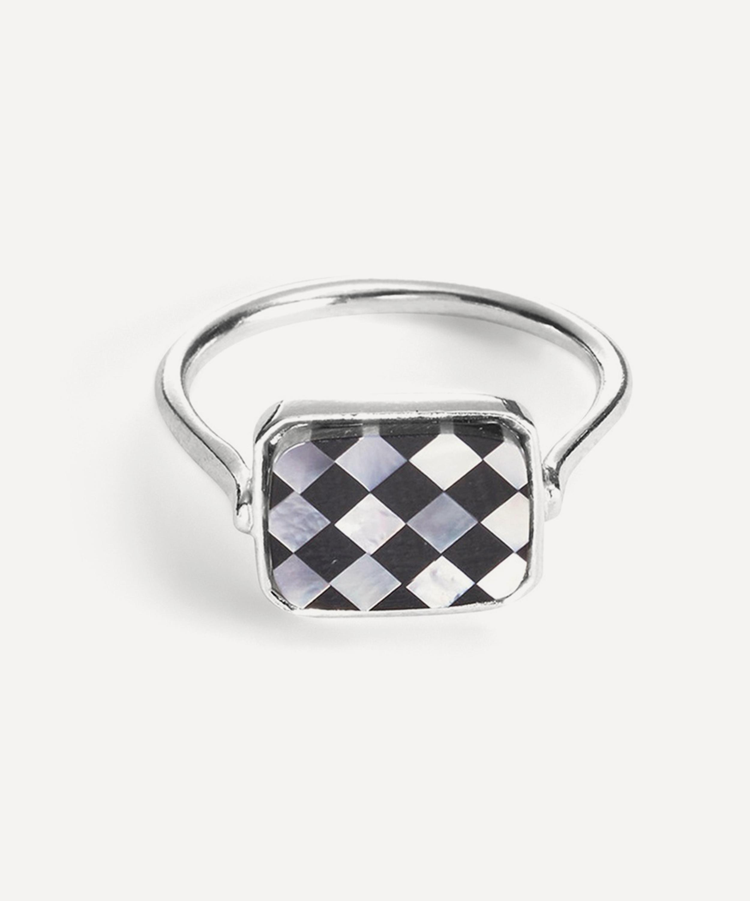 Wouters & Hendrix -  Silver Mosaic Onyx and Mother-of-Pearl Ring image number 3