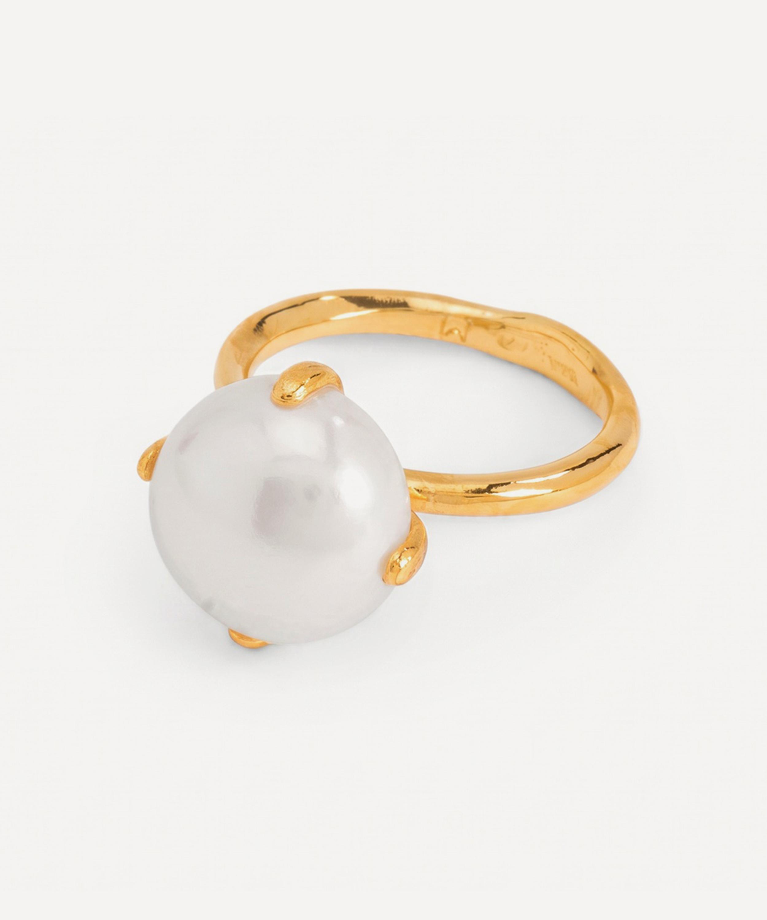 Wouters & Hendrix - Gold-Plated Silver Organic Freshwater Pearl Ring image number 0