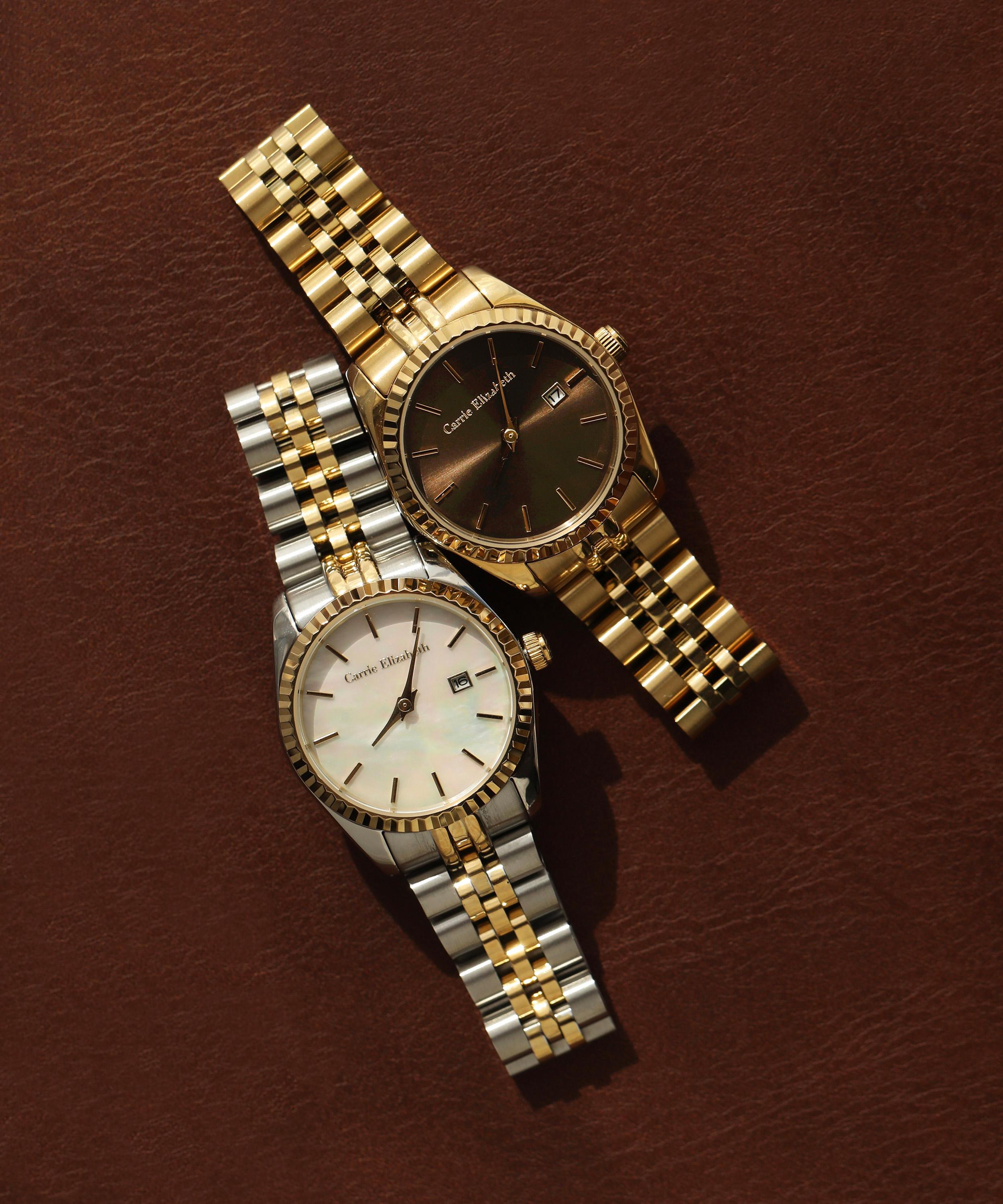Carrie Elizabeth - 14ct Gold Plated Aurora Chocolate Luxe Link Watch image number 2