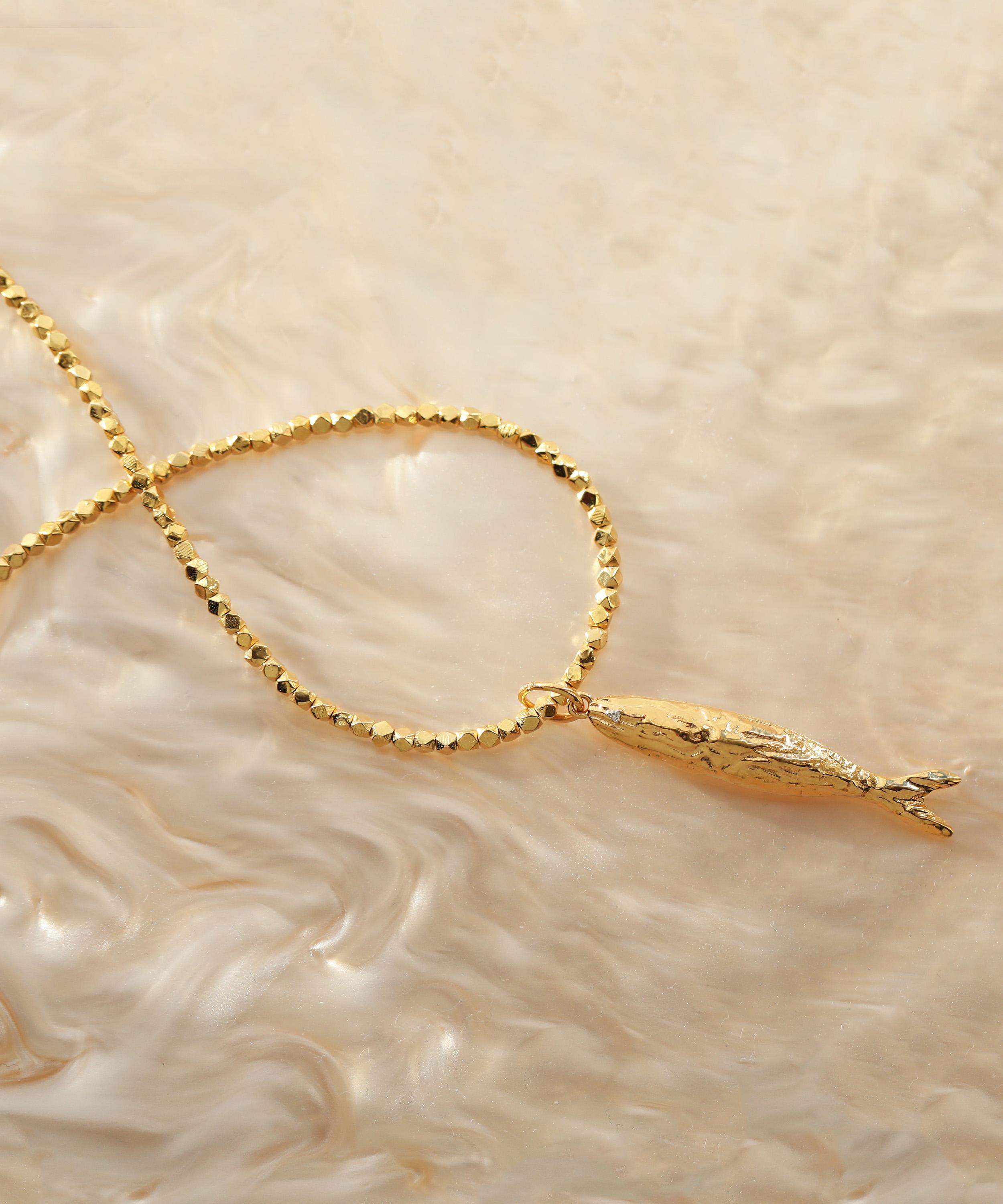Carrie Elizabeth - Gold Plated Molten Diamond Fish Pendant image number 2