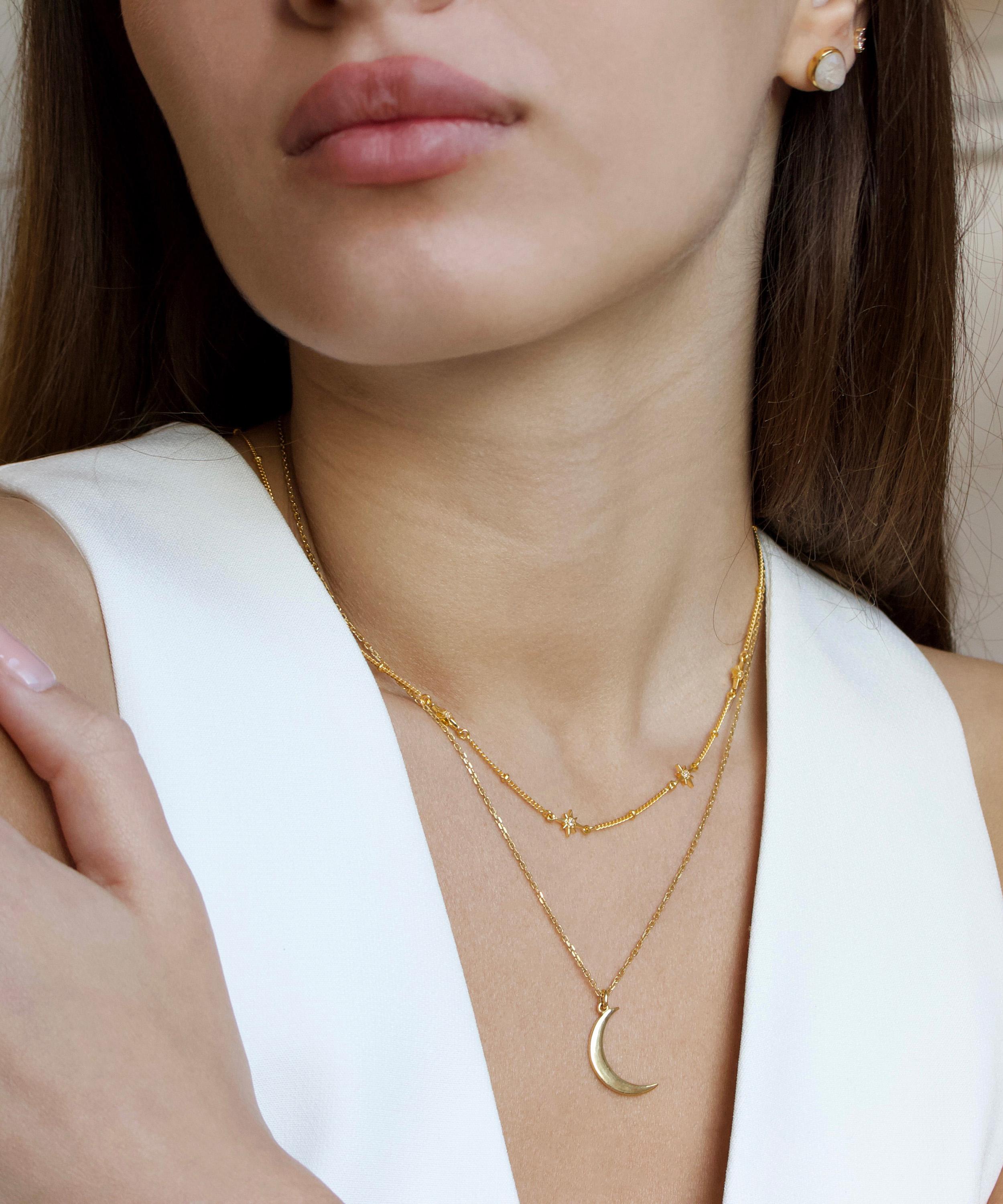 Carrie Elizabeth - 14ct Gold New Moon Necklace image number 1