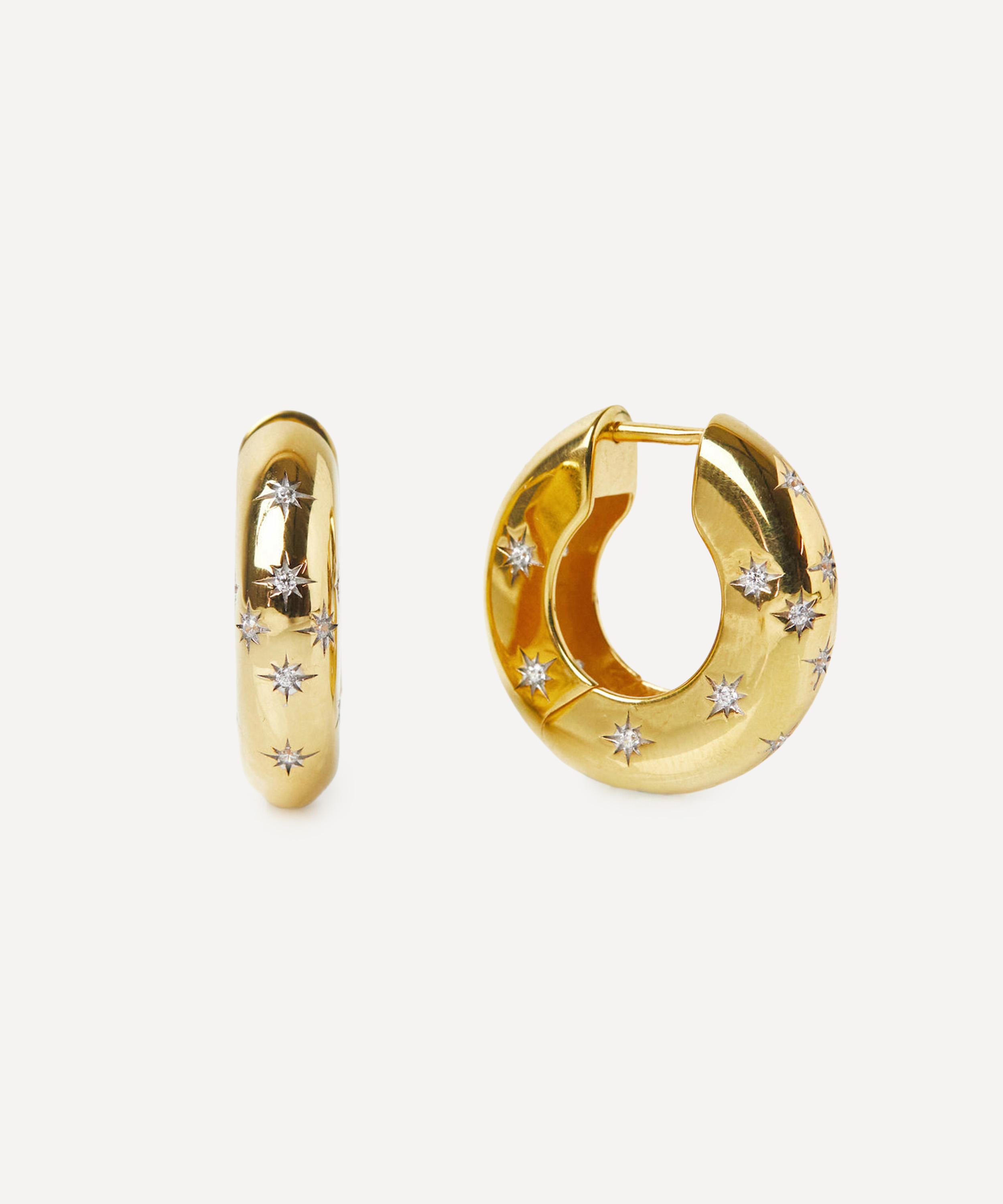 Carrie Elizabeth - 14ct Celestial Chunky Star Set Hoop image number 0