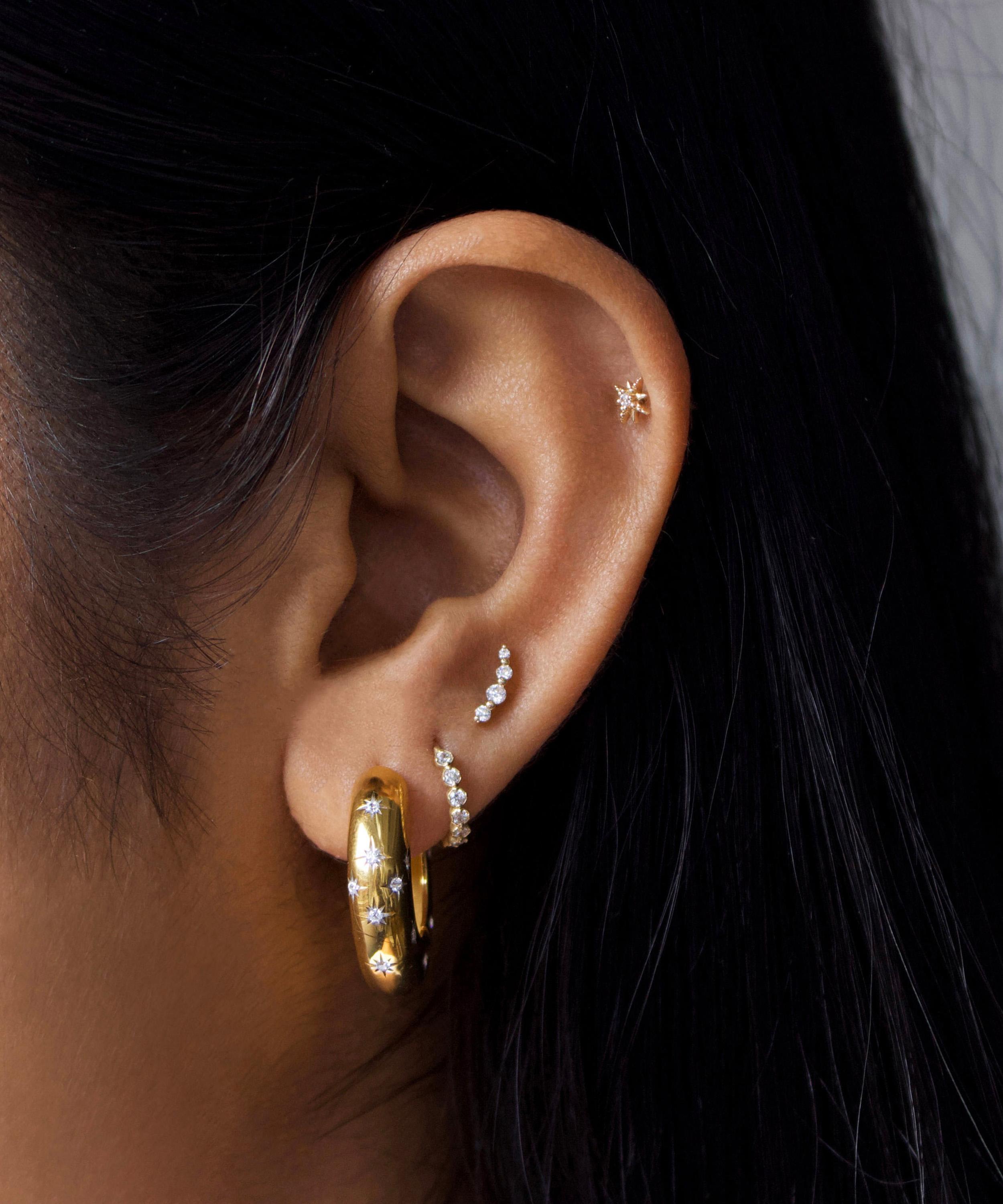 Carrie Elizabeth - 14ct Celestial Chunky Star Set Hoop image number 3