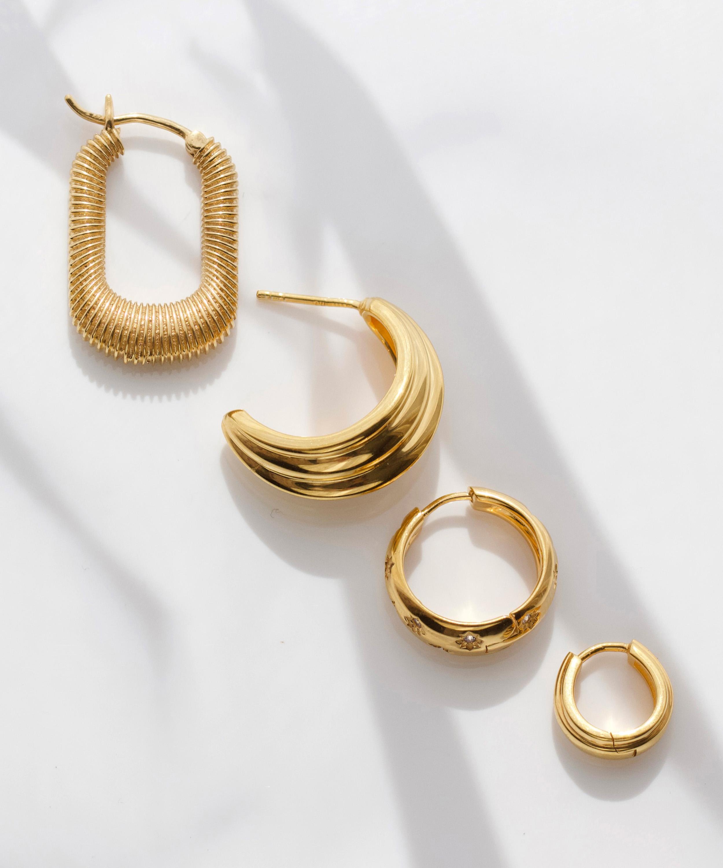 Carrie Elizabeth - Gold plated Organic Star Set Hoop image number 2