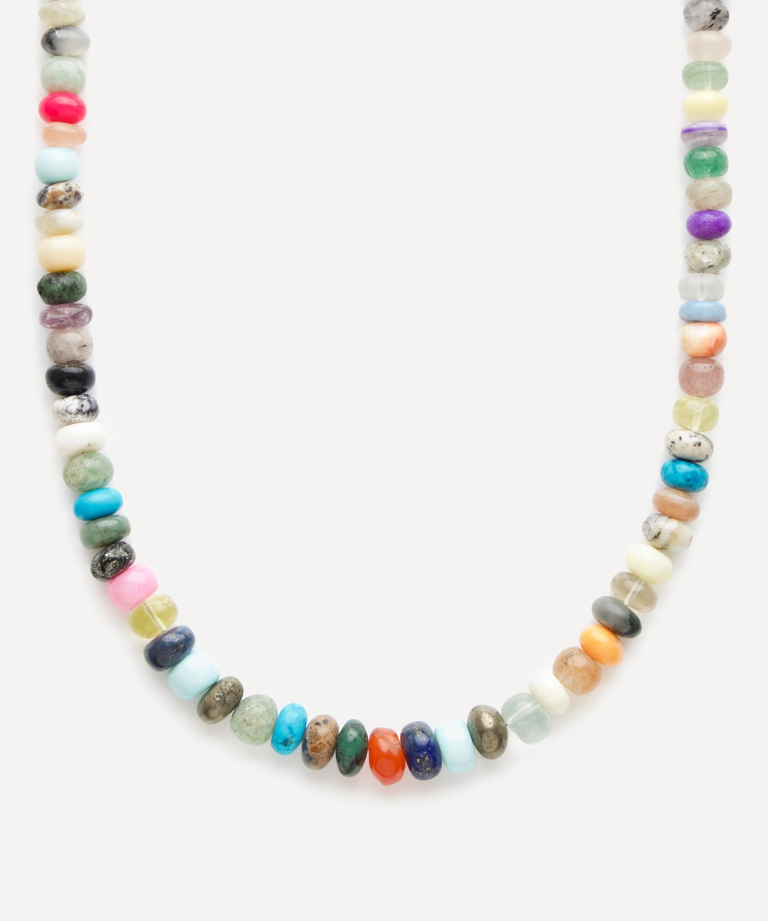 Carrie Elizabeth - Gold Plated Mixed Agate Multi Coloured Beaded Necklace image number 0
