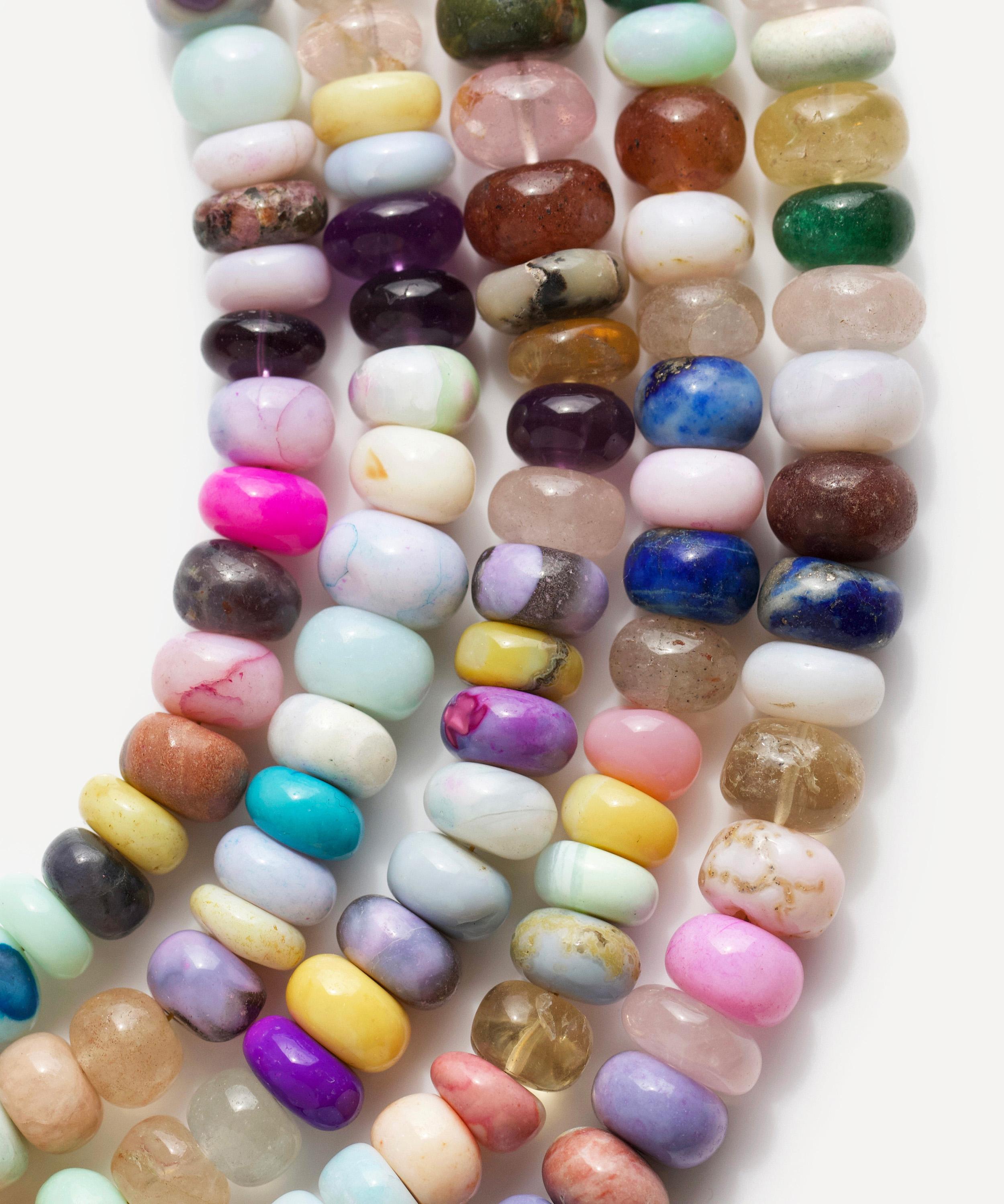 Carrie Elizabeth - Gold Plated Mixed Agate Multi Coloured Beaded Necklace image number 2