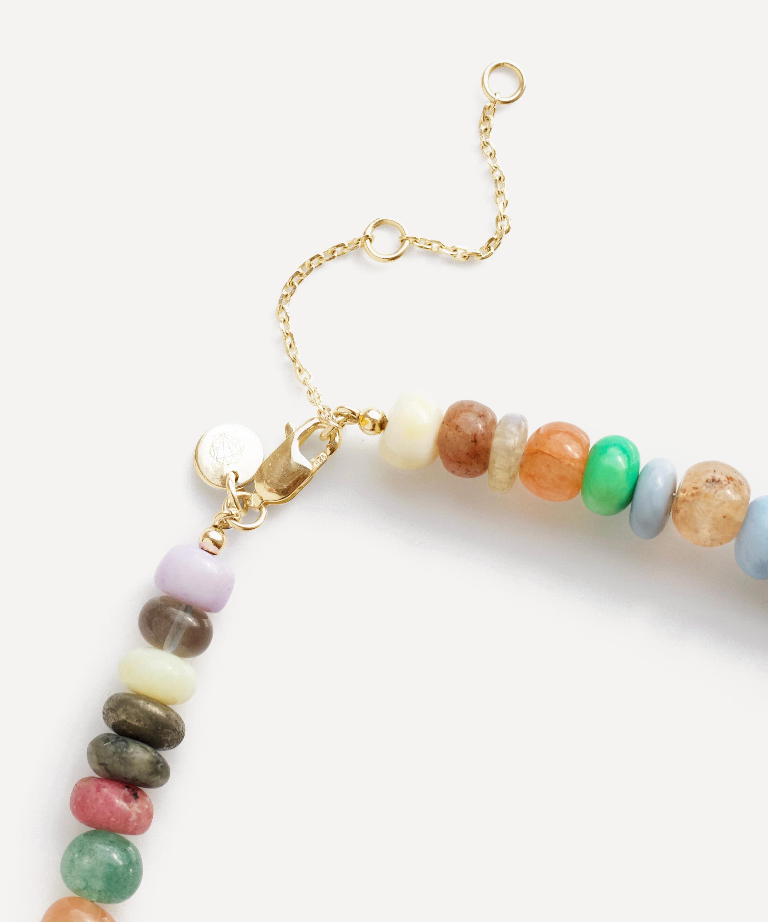Carrie Elizabeth - Gold Plated Mixed Agate Multi Coloured Beaded Necklace image number 3