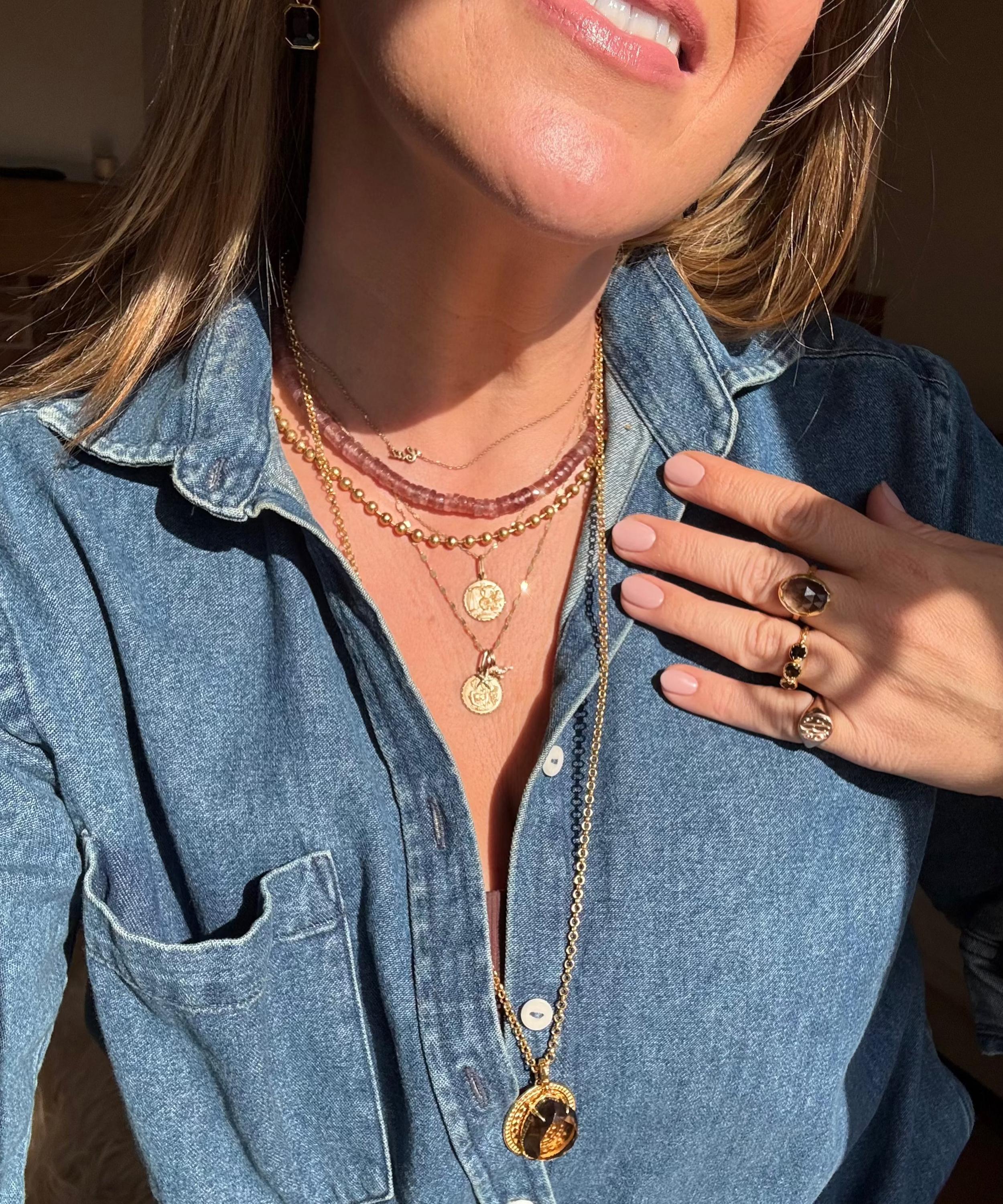 Carrie Elizabeth - Gold plated Chocolate Quartz Necklace image number 3