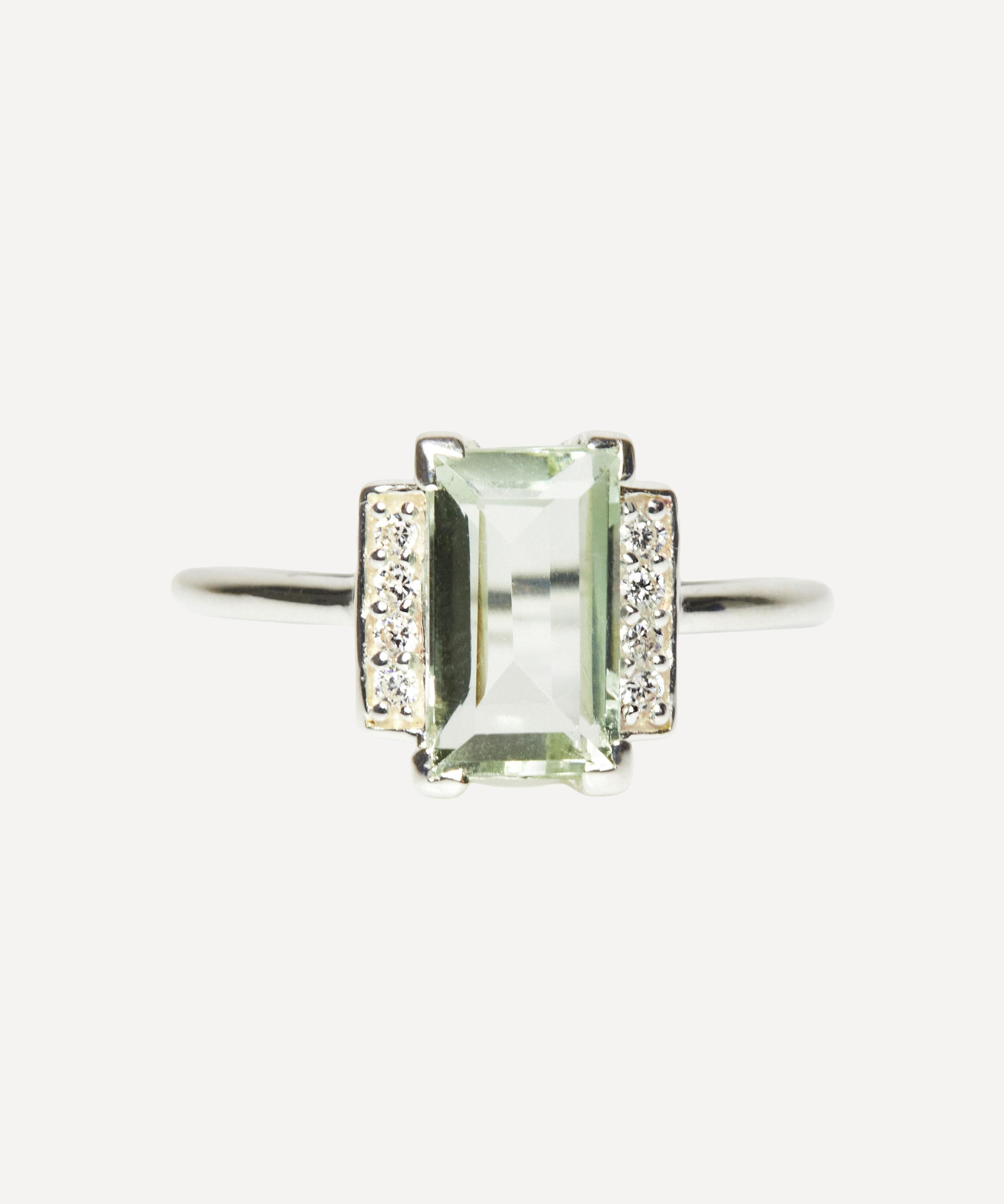 Carrie Elizabeth - Sterling Silver Georgia Green Amethyst & White Topaz Ring image number 0