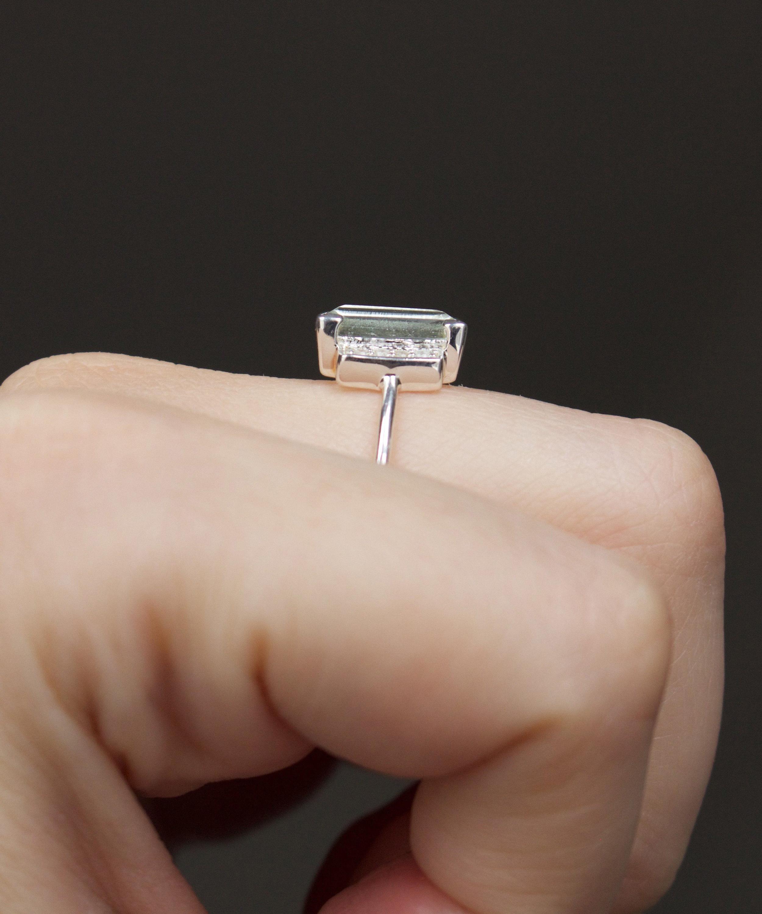 Carrie Elizabeth - Sterling Silver Georgia Green Amethyst & White Topaz Ring image number 3
