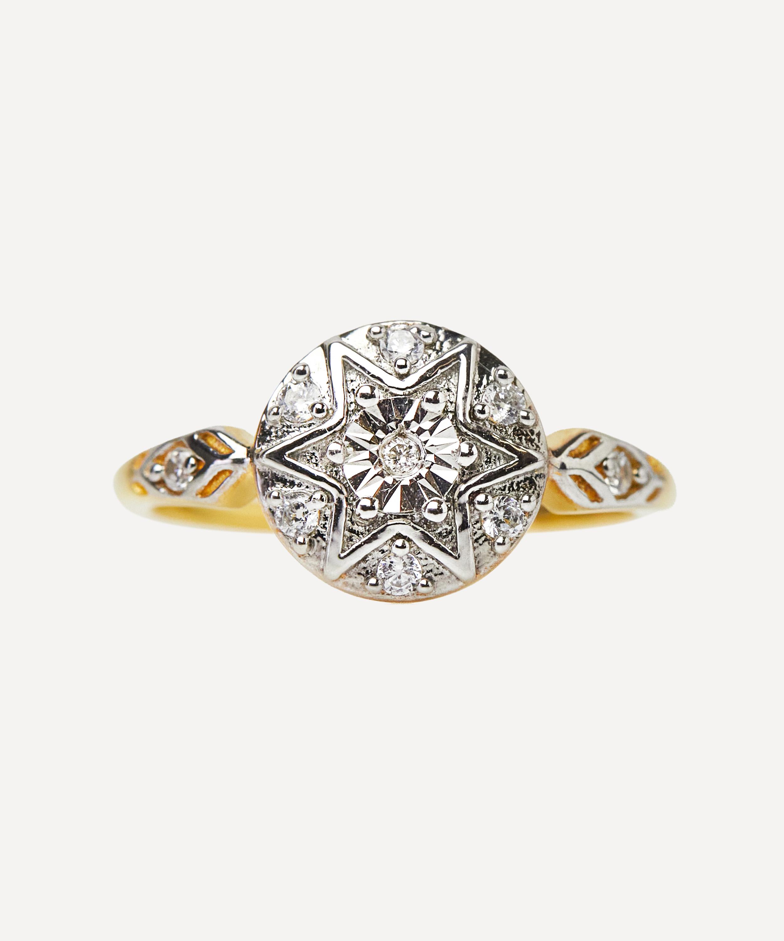 Carrie Elizabeth - 14ct Gold Vermeil Vintage Star Compass Ring image number 0
