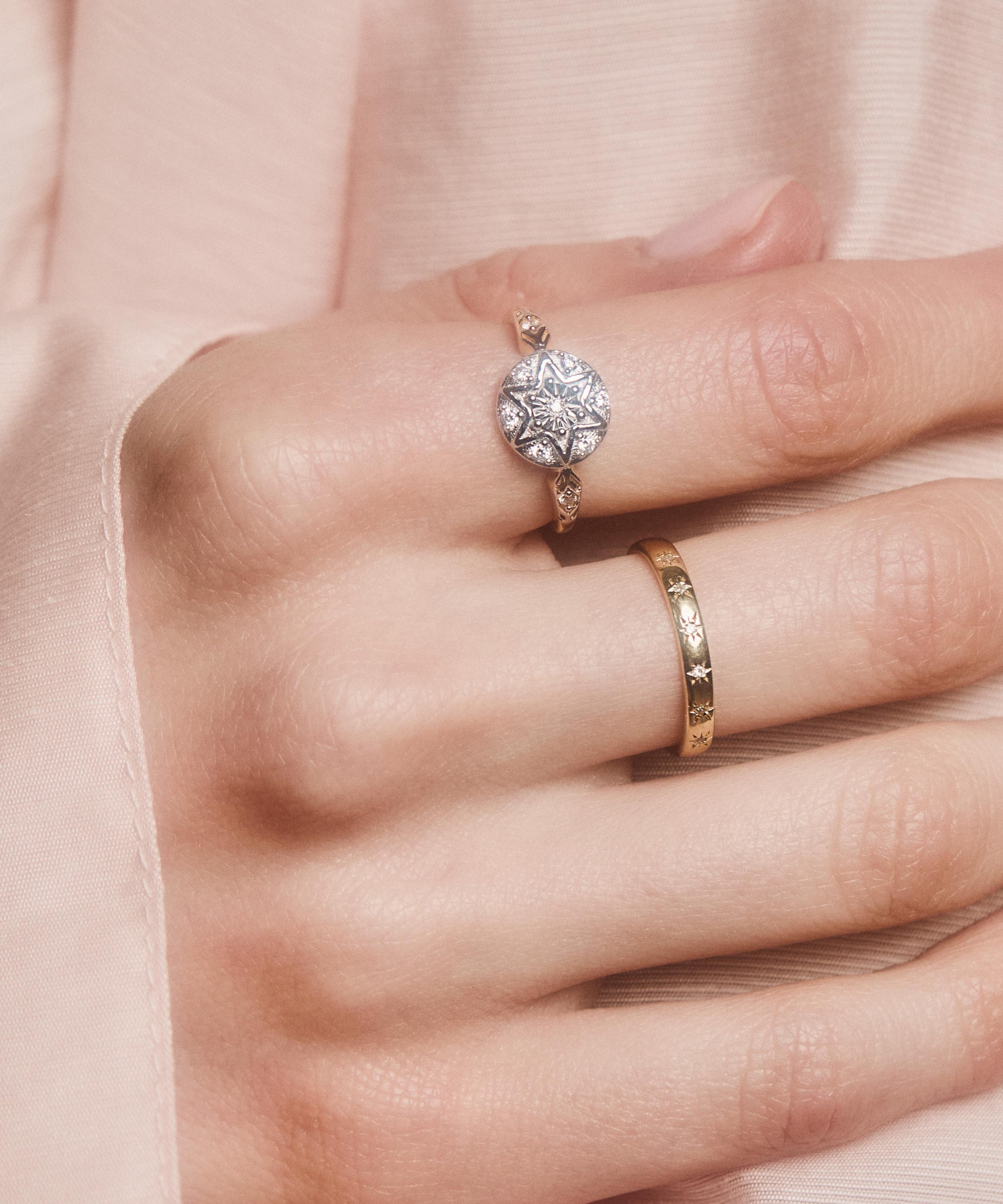 Carrie Elizabeth - 14ct Gold Vermeil Vintage Star Compass Ring image number 1