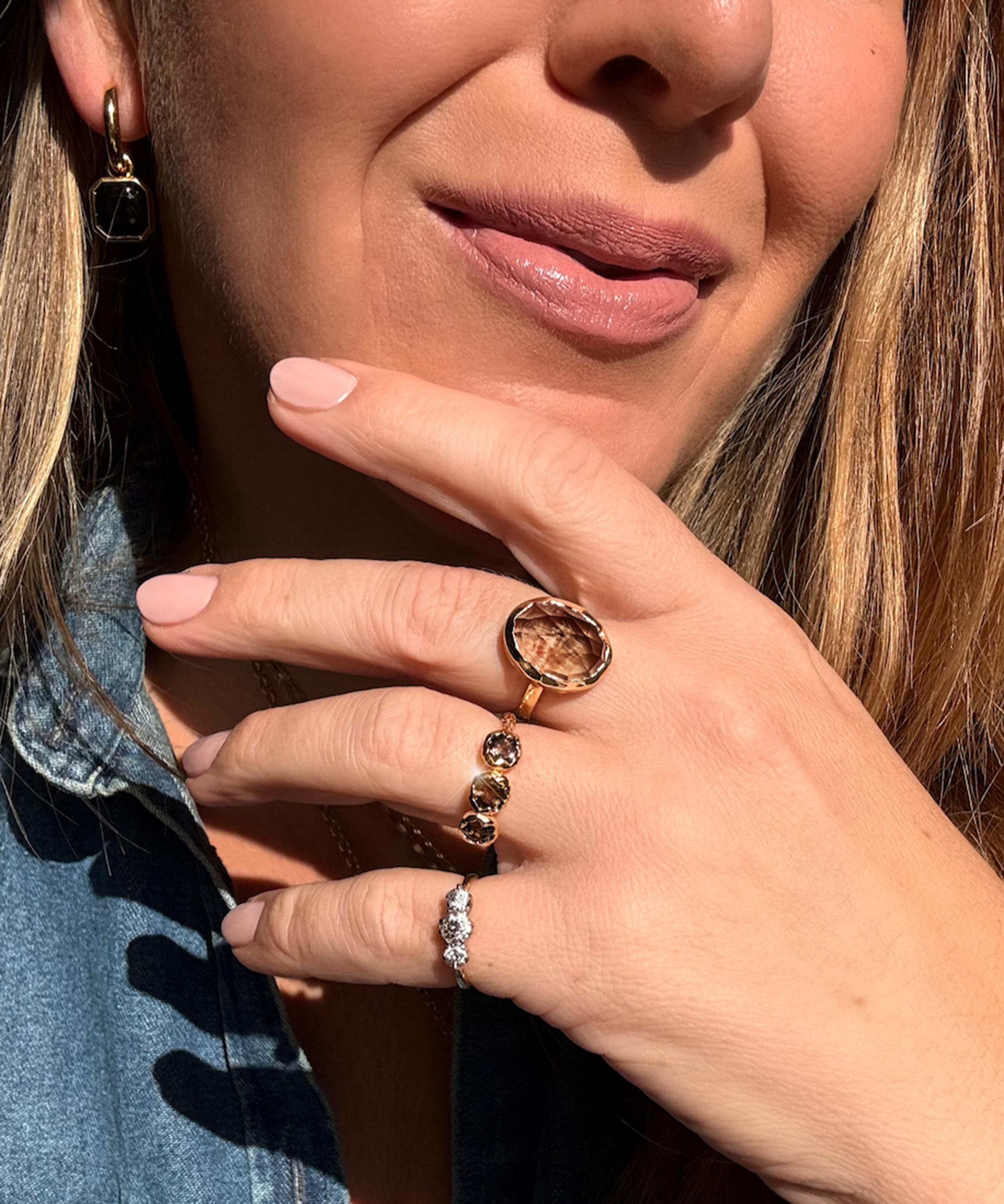 Carrie Elizabeth - 14ct Gold Vermeil Andie Molten Smokey Quartz Ring image number 3