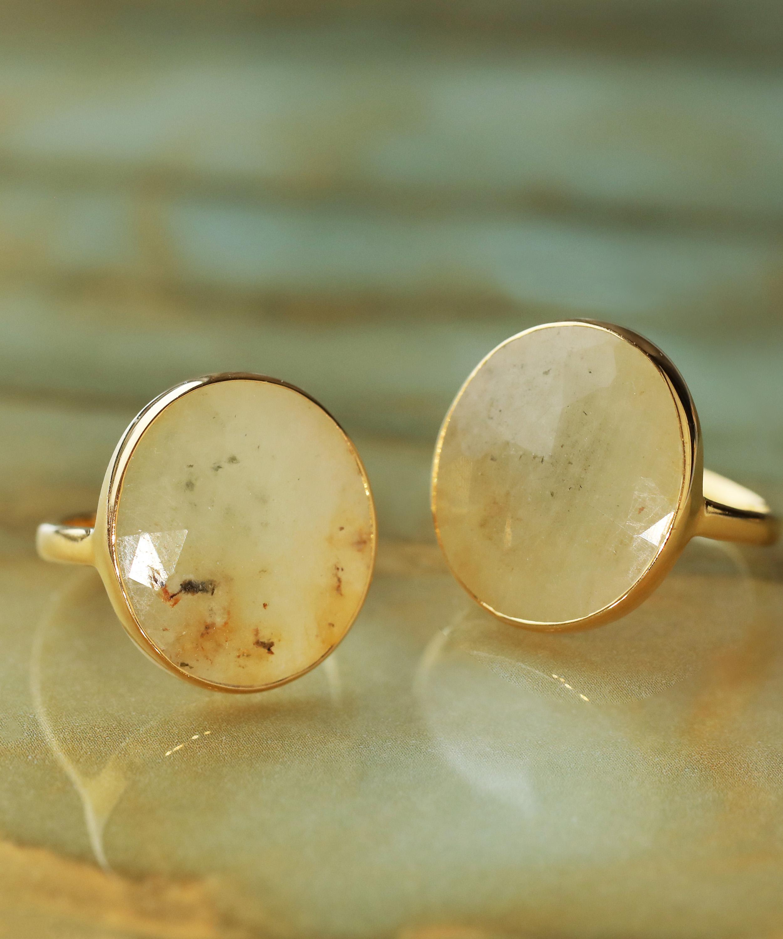 Carrie Elizabeth - 14ct Gold Vermeil Yellow Sapphire Organic Statement Ring image number 2