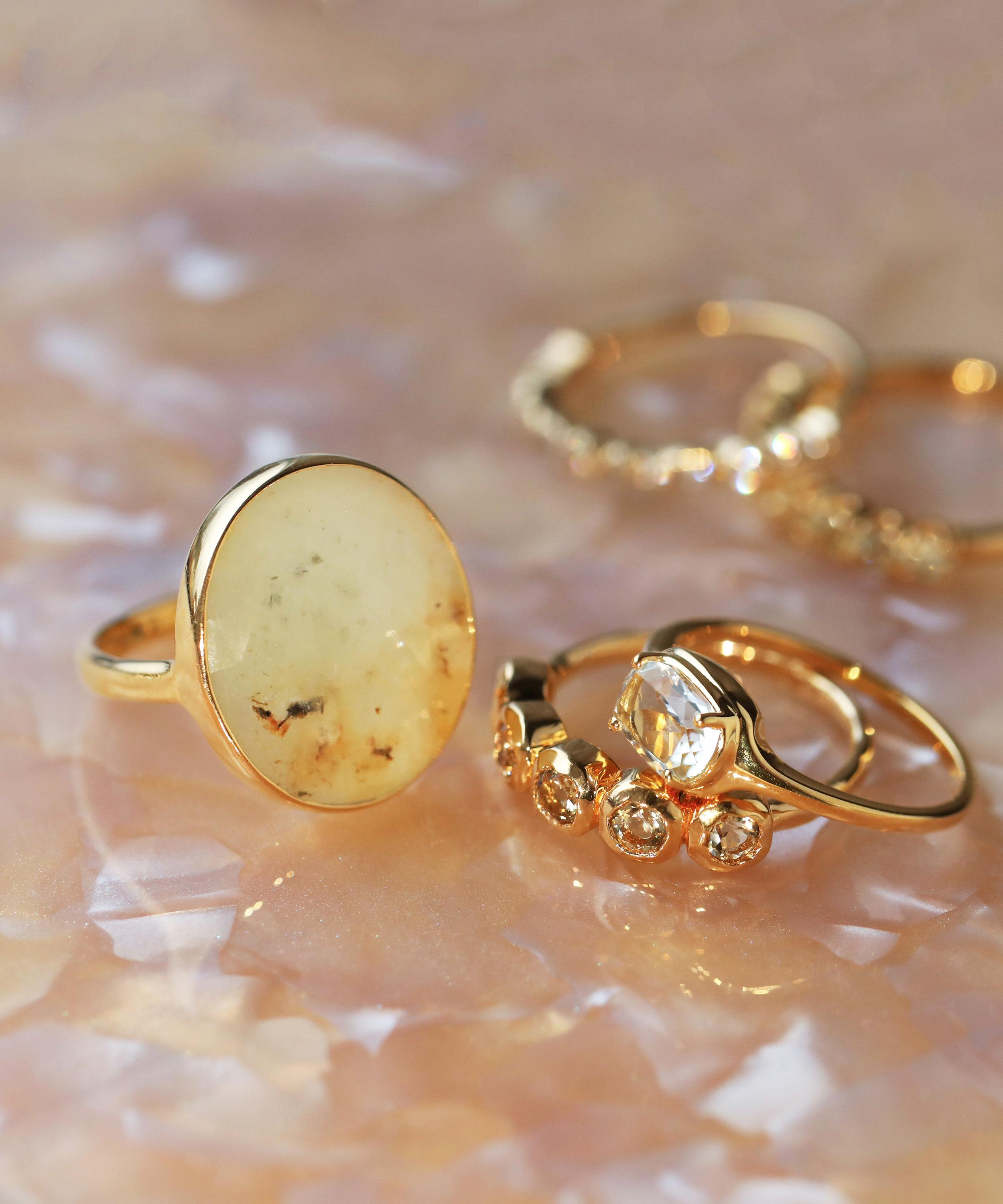 Carrie Elizabeth - 14ct Gold Vermeil Yellow Sapphire Organic Statement Ring image number 4