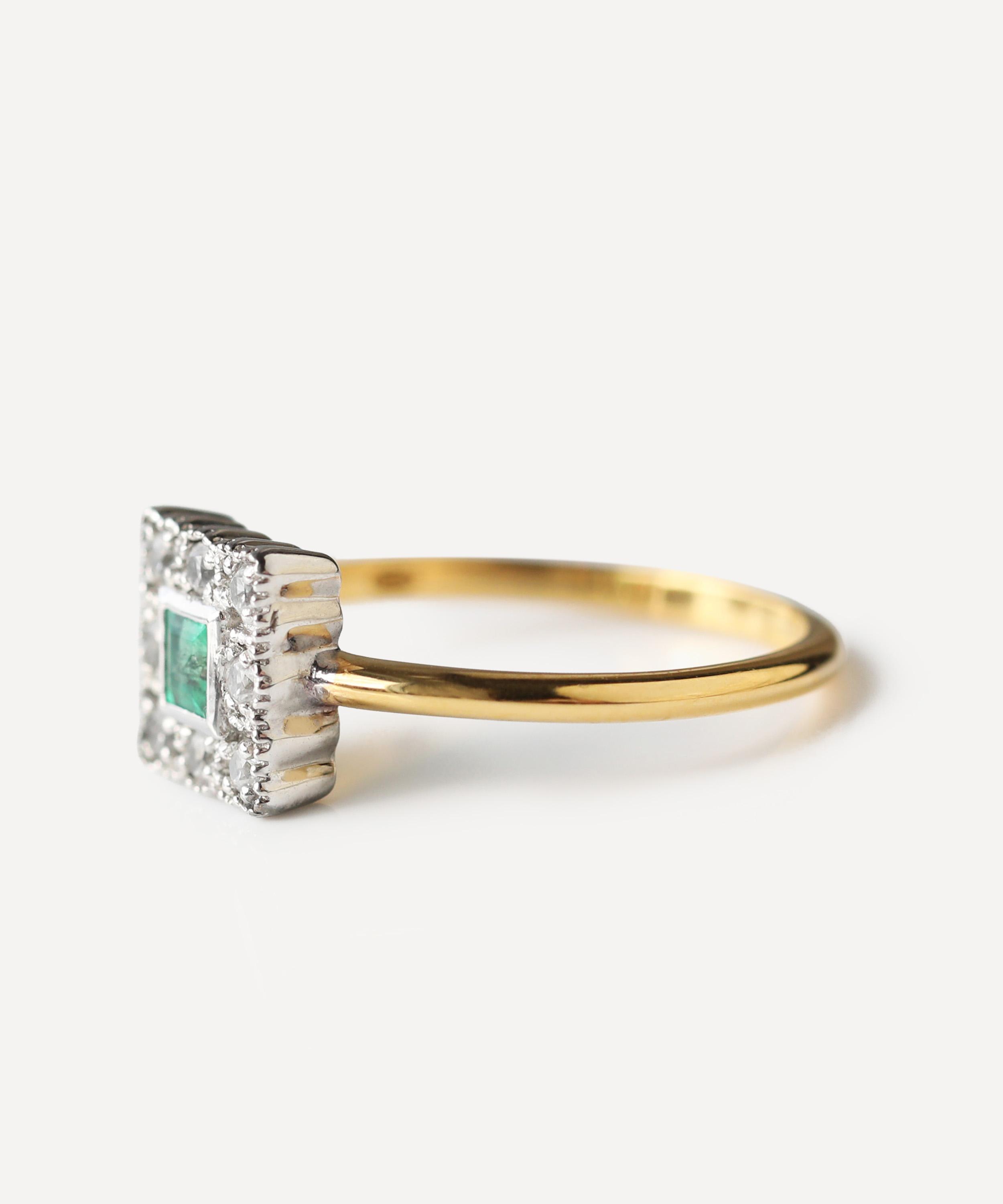 Carrie Elizabeth - 14ct Gold Vermeil Coralie Vintage Emerald Ring image number 3