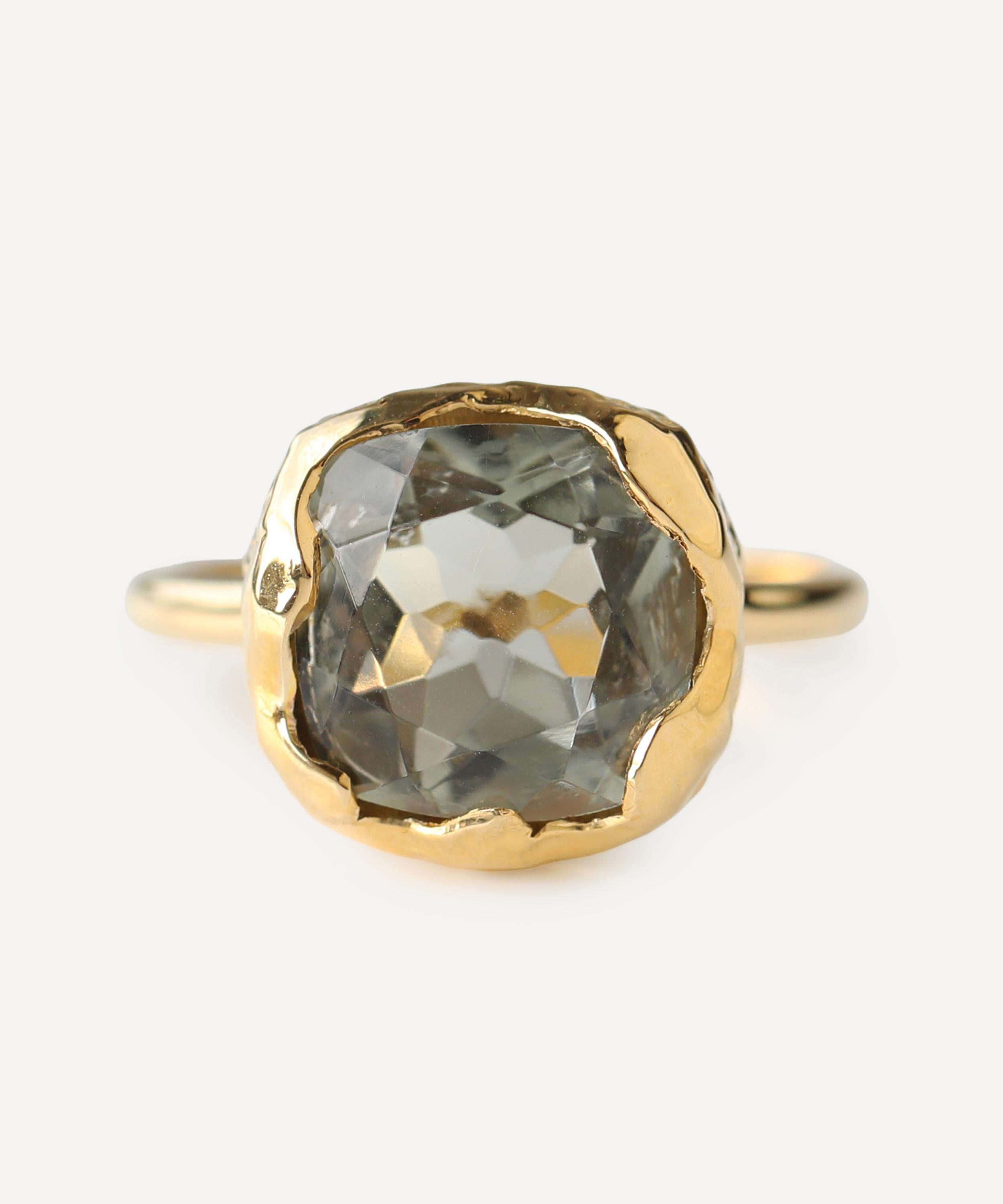Carrie Elizabeth - 14ct Gold Vermeil Green Amethyst Lagoon Ring image number 0
