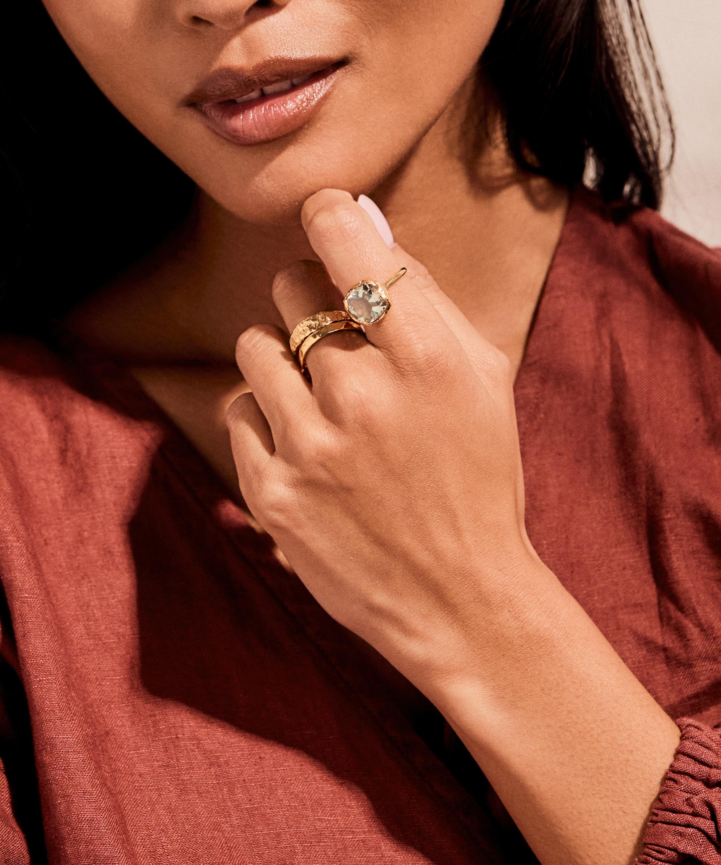 Carrie Elizabeth - 14ct Gold Vermeil Green Amethyst Lagoon Ring image number 1