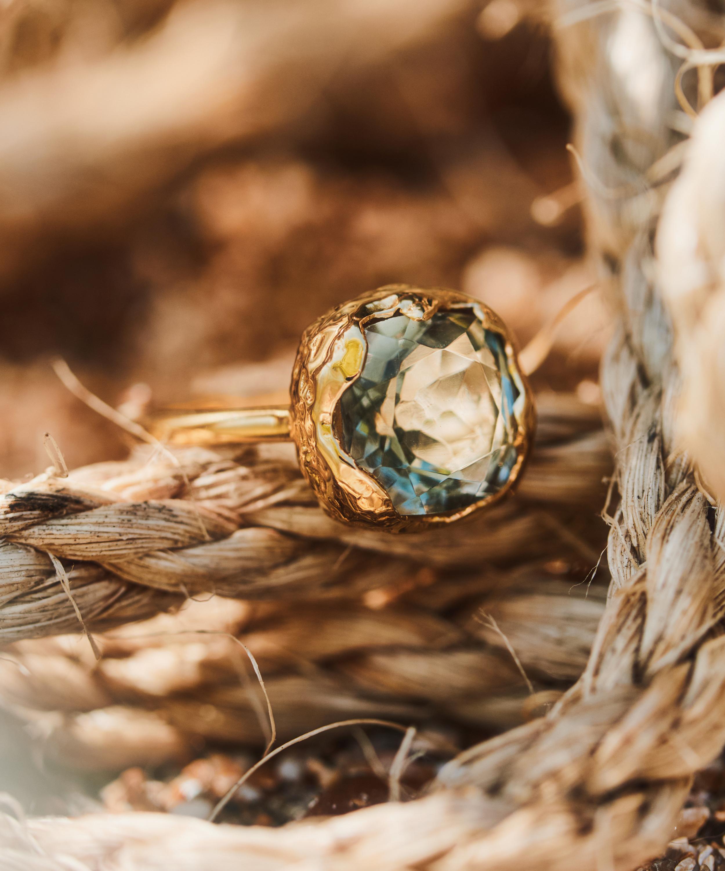 Carrie Elizabeth - 14ct Gold Vermeil Green Amethyst Lagoon Ring image number 3