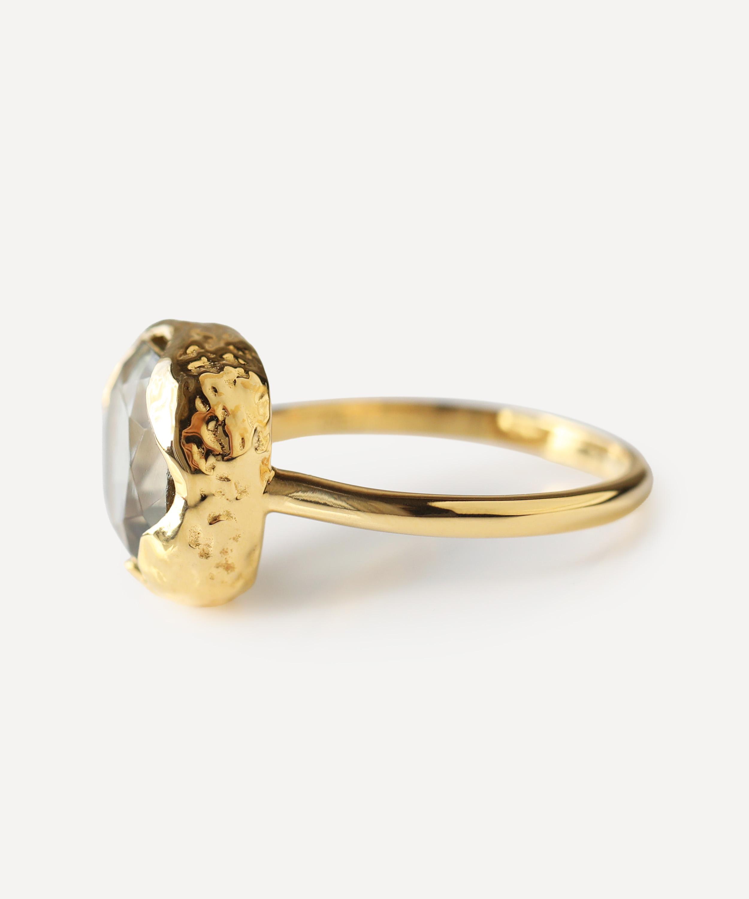 Carrie Elizabeth - 14ct Gold Vermeil Green Amethyst Lagoon Ring image number 5