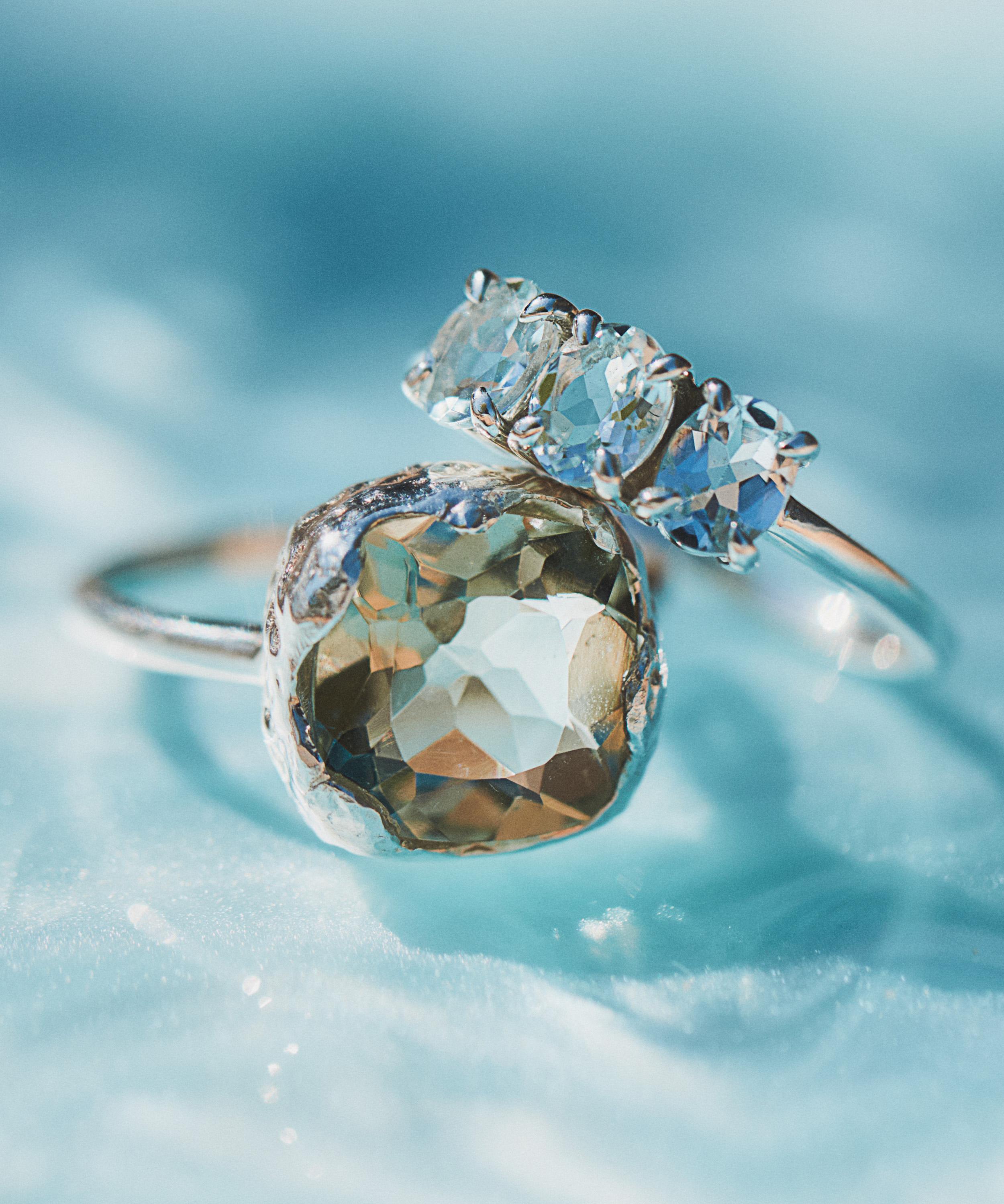 Carrie Elizabeth - Sterling Silver Green Amethyst Lagoon Ring image number 2