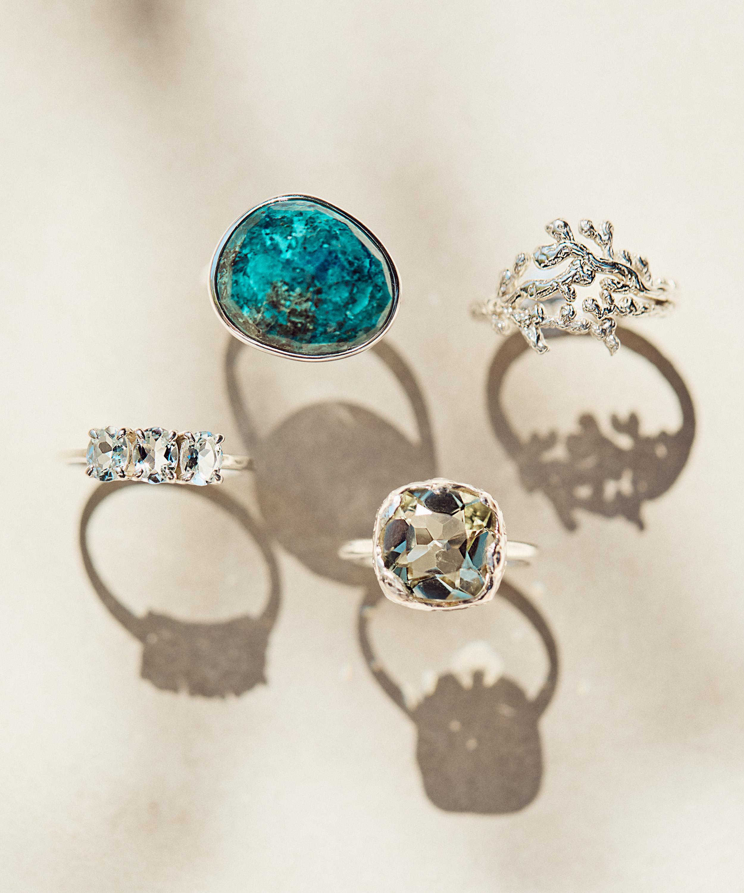 Carrie Elizabeth - Sterling Silver Green Amethyst Lagoon Ring image number 3