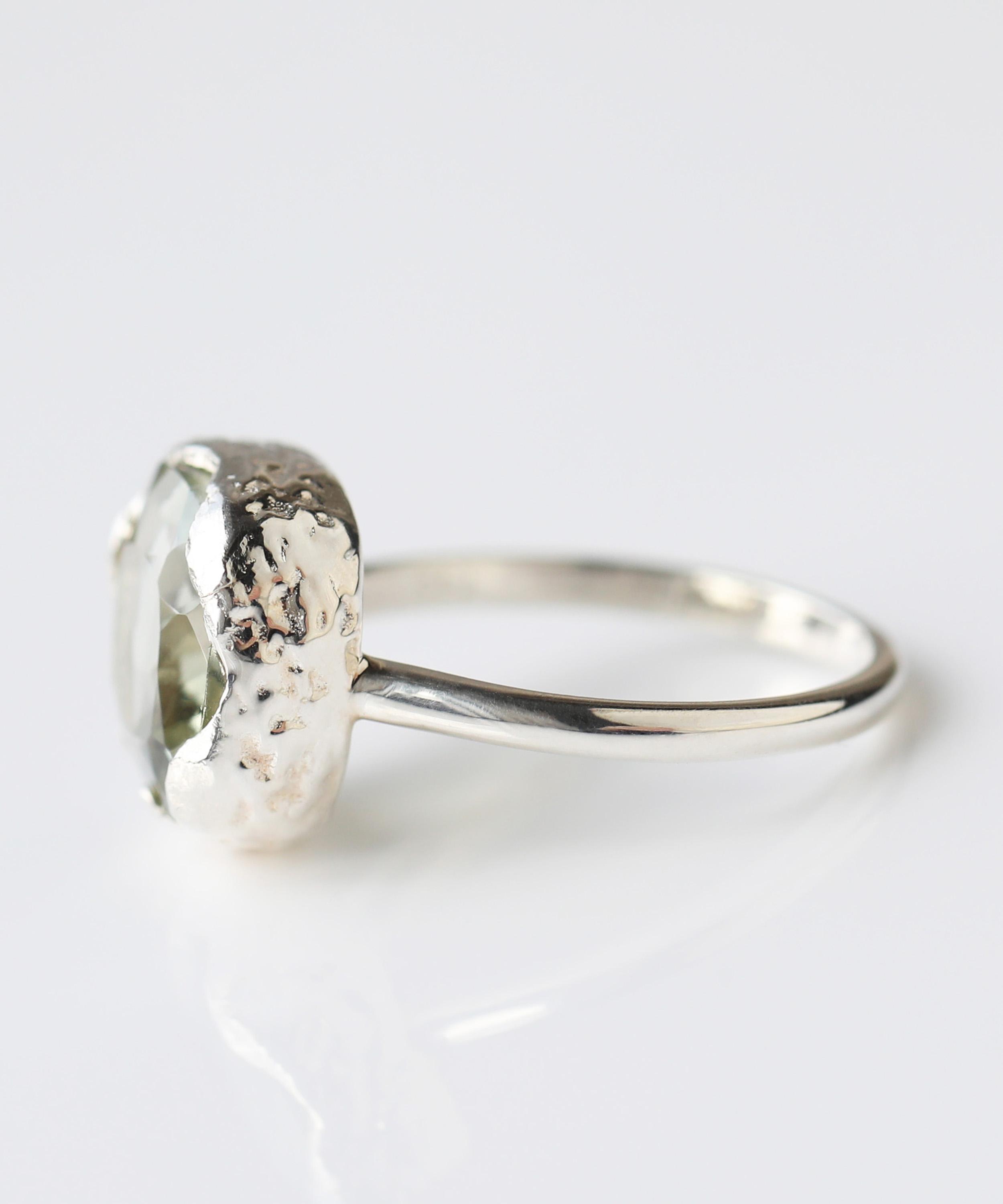 Carrie Elizabeth - Sterling Silver Green Amethyst Lagoon Ring image number 4