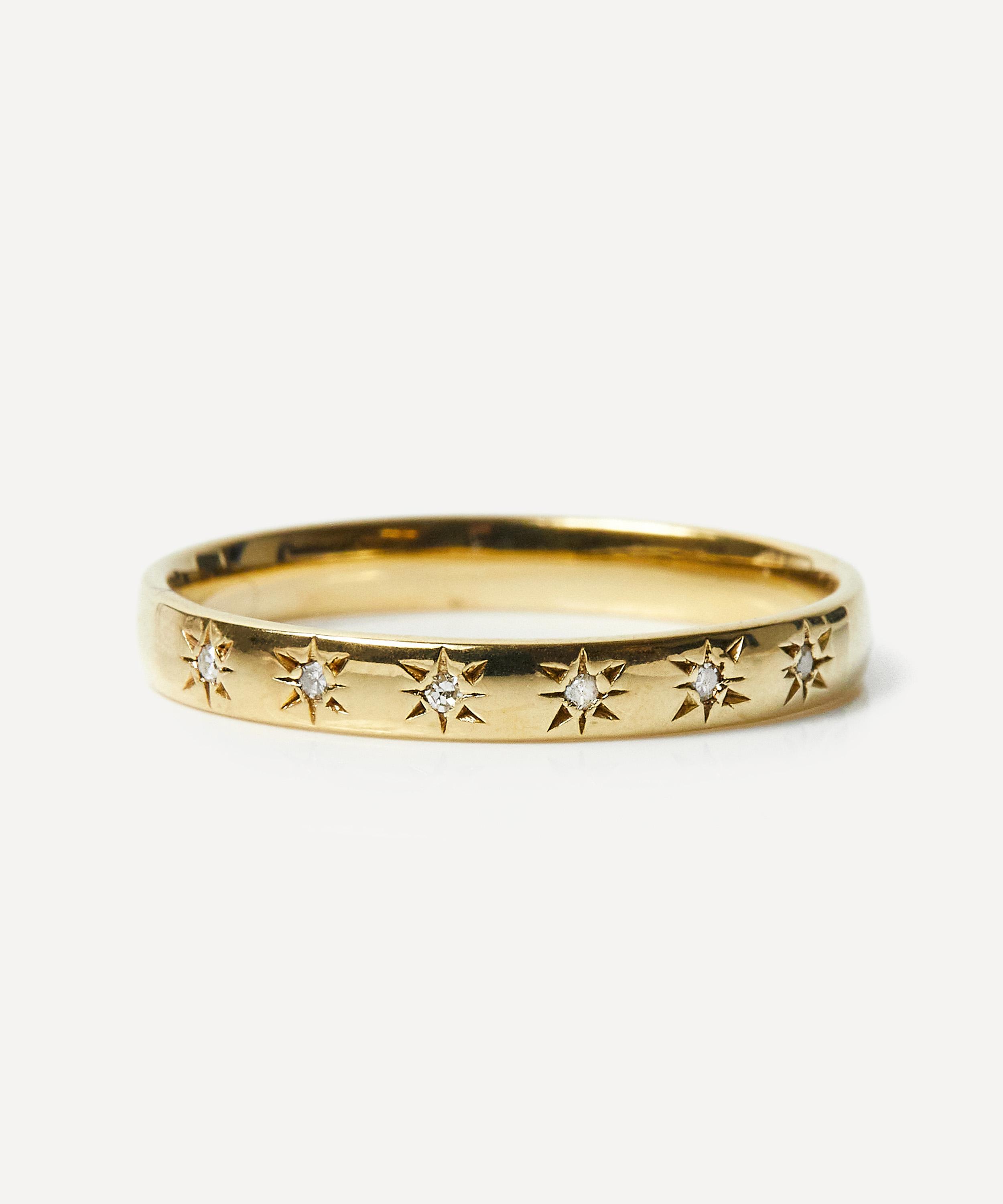 Carrie Elizabeth - 14ct Gold Vermeil Simple Star Set Diamond Band image number 0