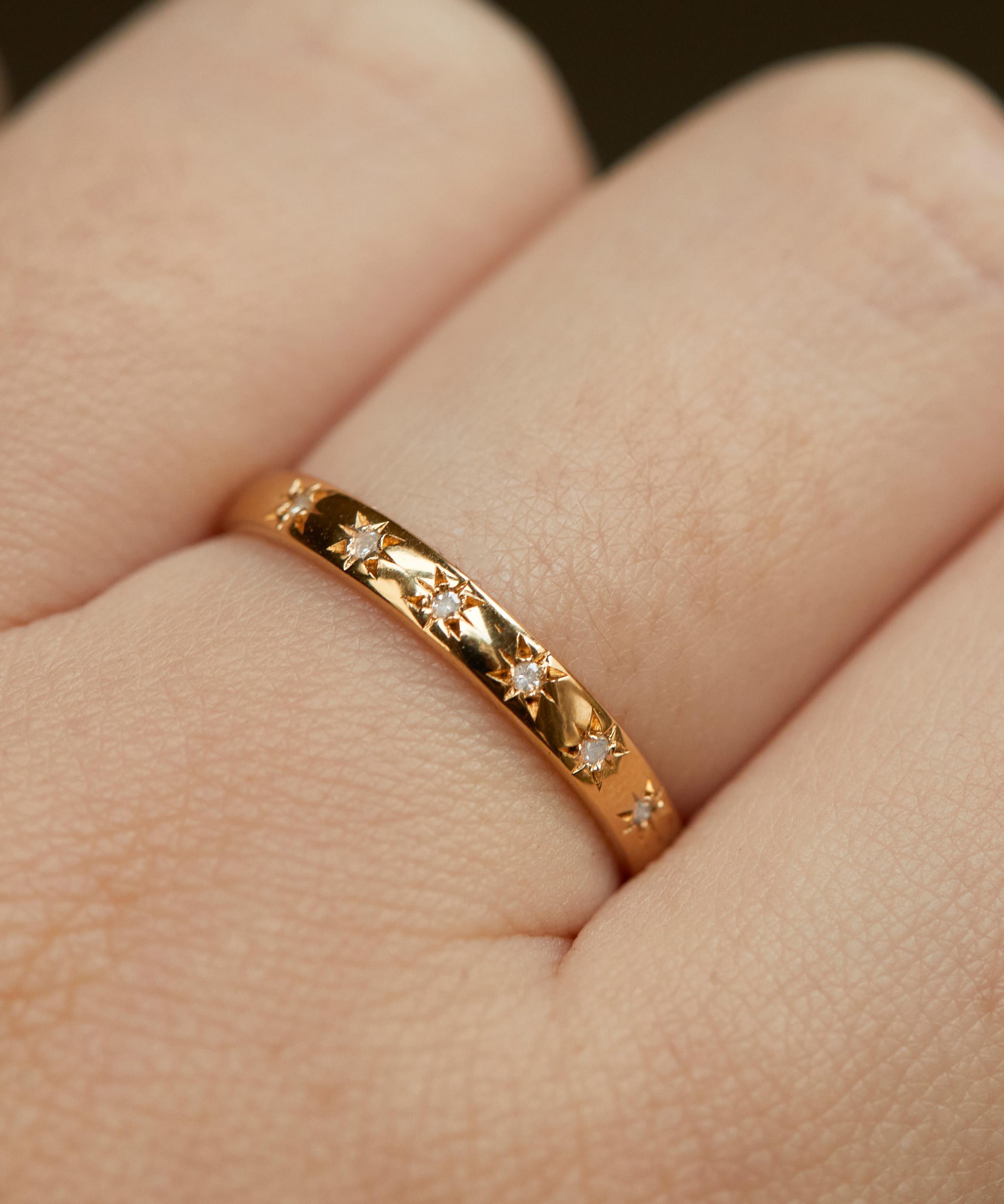 Carrie Elizabeth - 14ct Gold Vermeil Simple Star Set Diamond Band image number 1