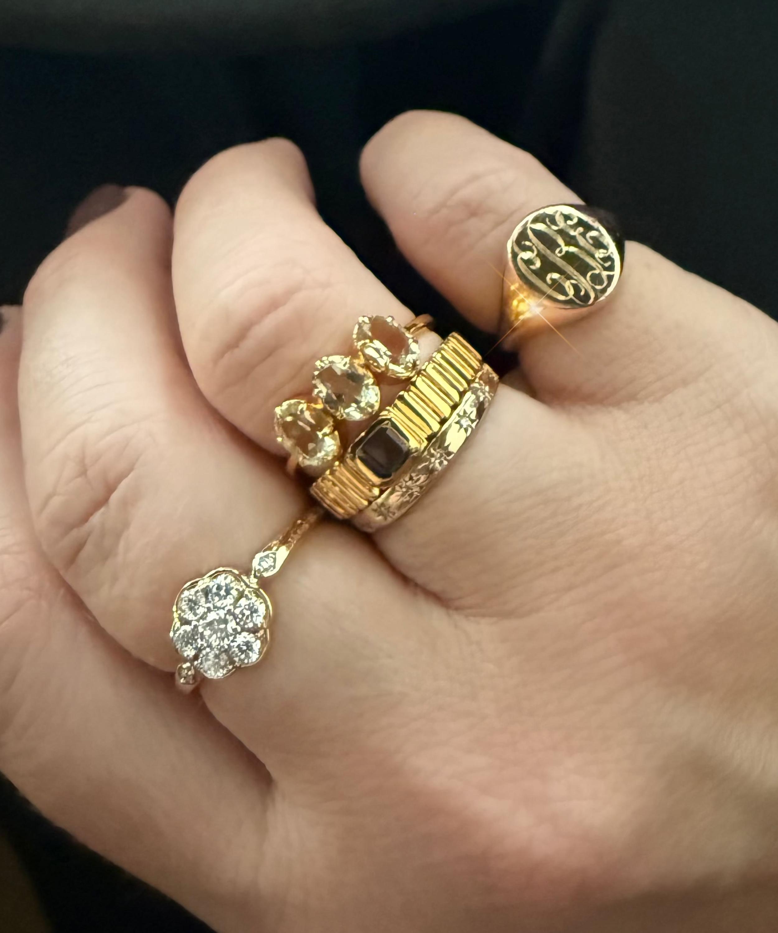 Carrie Elizabeth - 14ct Gold Vermeil Simple Star Set Diamond Band image number 2
