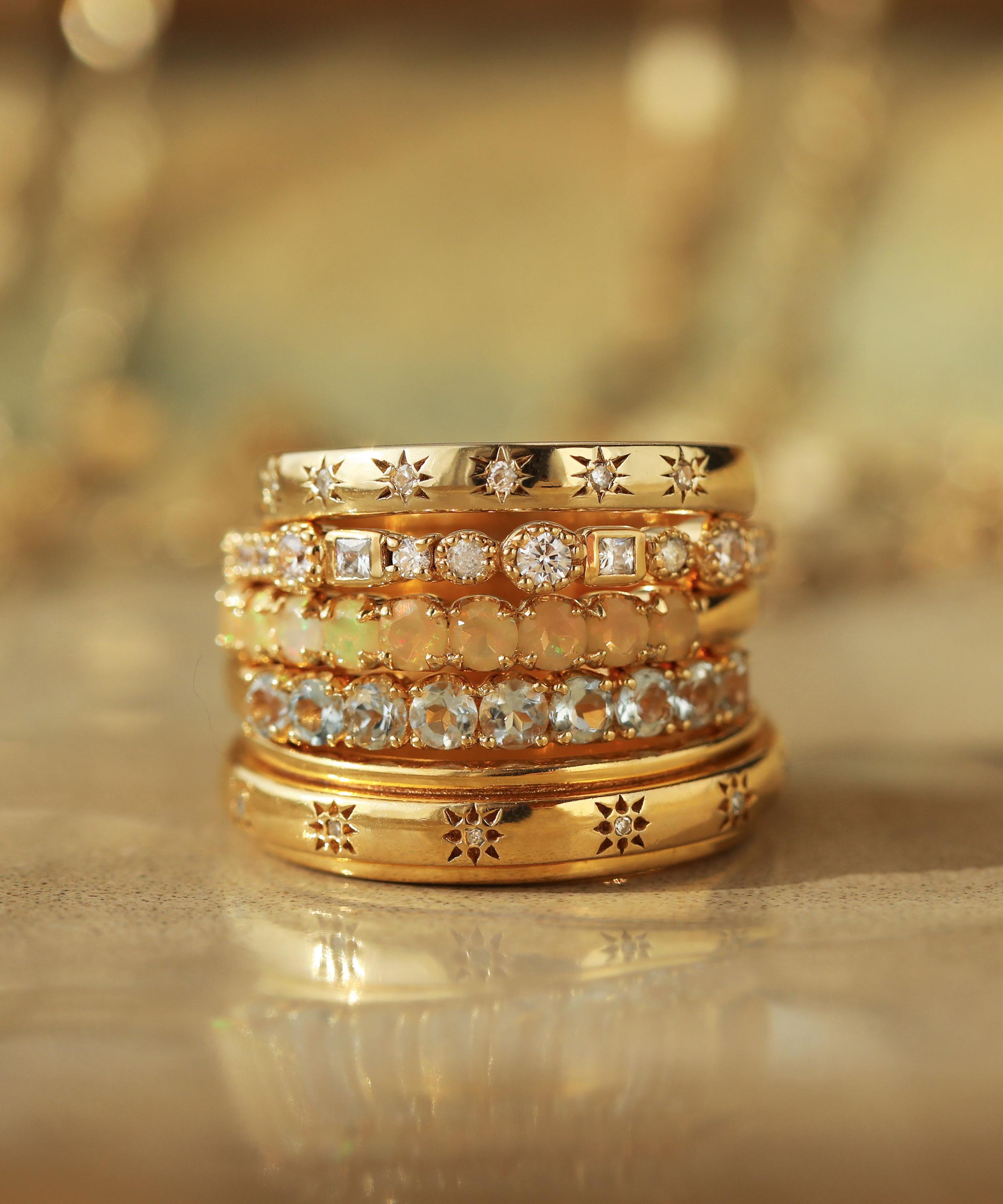 Carrie Elizabeth - 14ct Gold Vermeil Simple Star Set Diamond Band image number 3