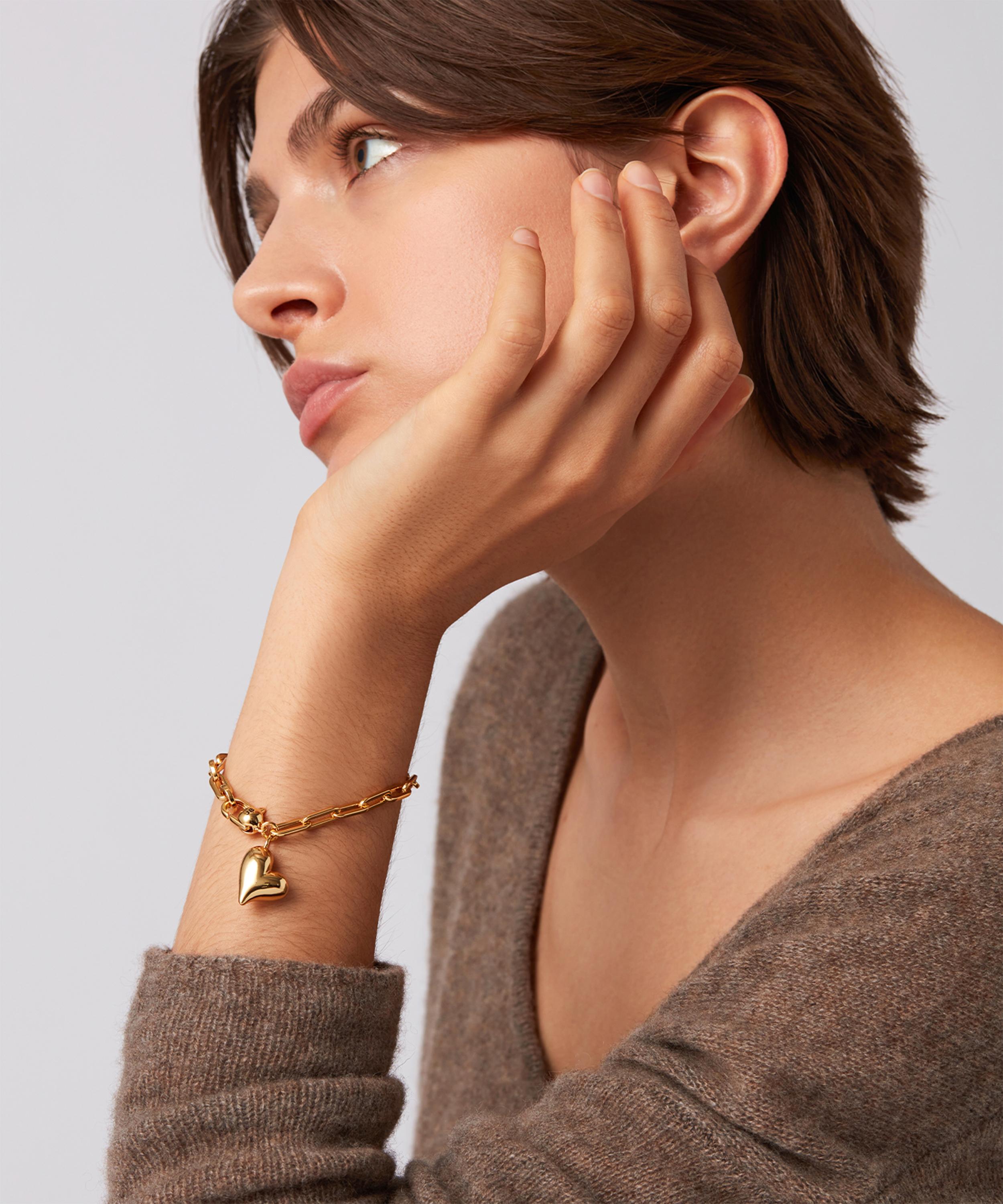 JENNY BIRD - 14ct Gold Dipped Brass Puffy Heart Bracelet image number 1