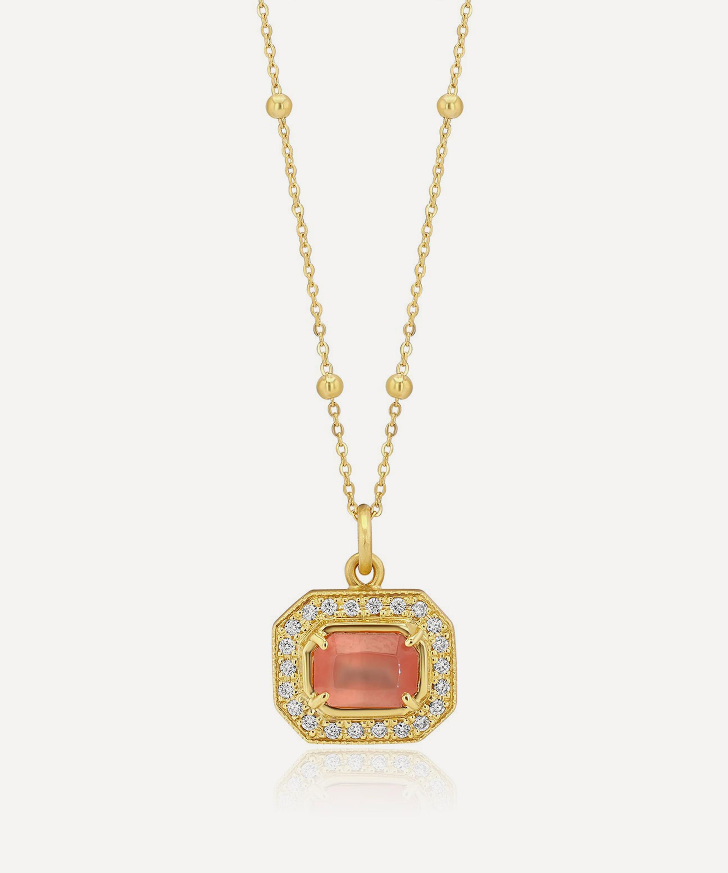 Brooke Gregson - 18ct Gold Utopia Rhodochrosite Diamond Pav&eacute; Pendant Necklace image number 0