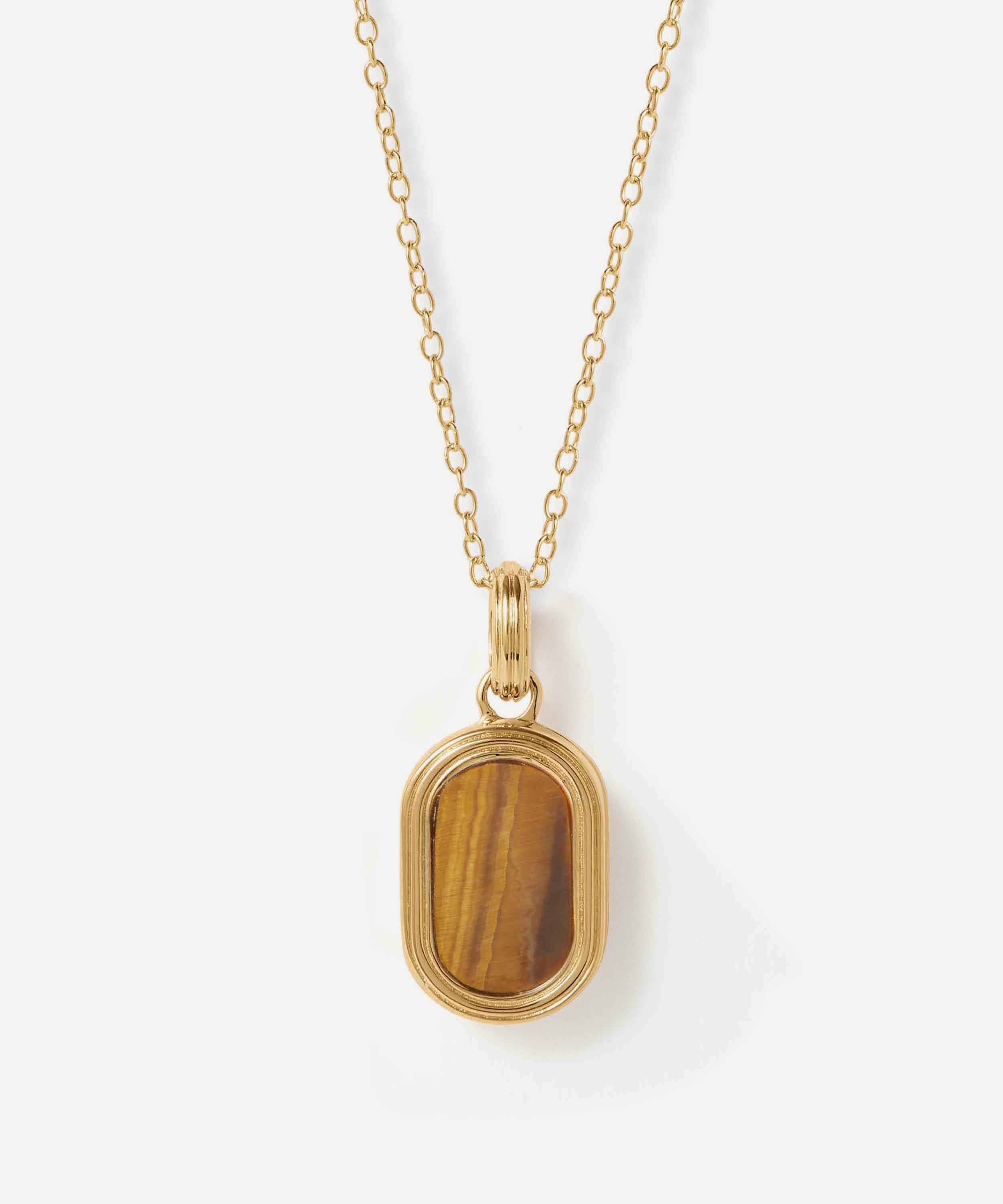 Astley Clarke - 18ct Gold-Plated Tiger's Eye Oval Locket Necklace x Laura Jackson image number 0