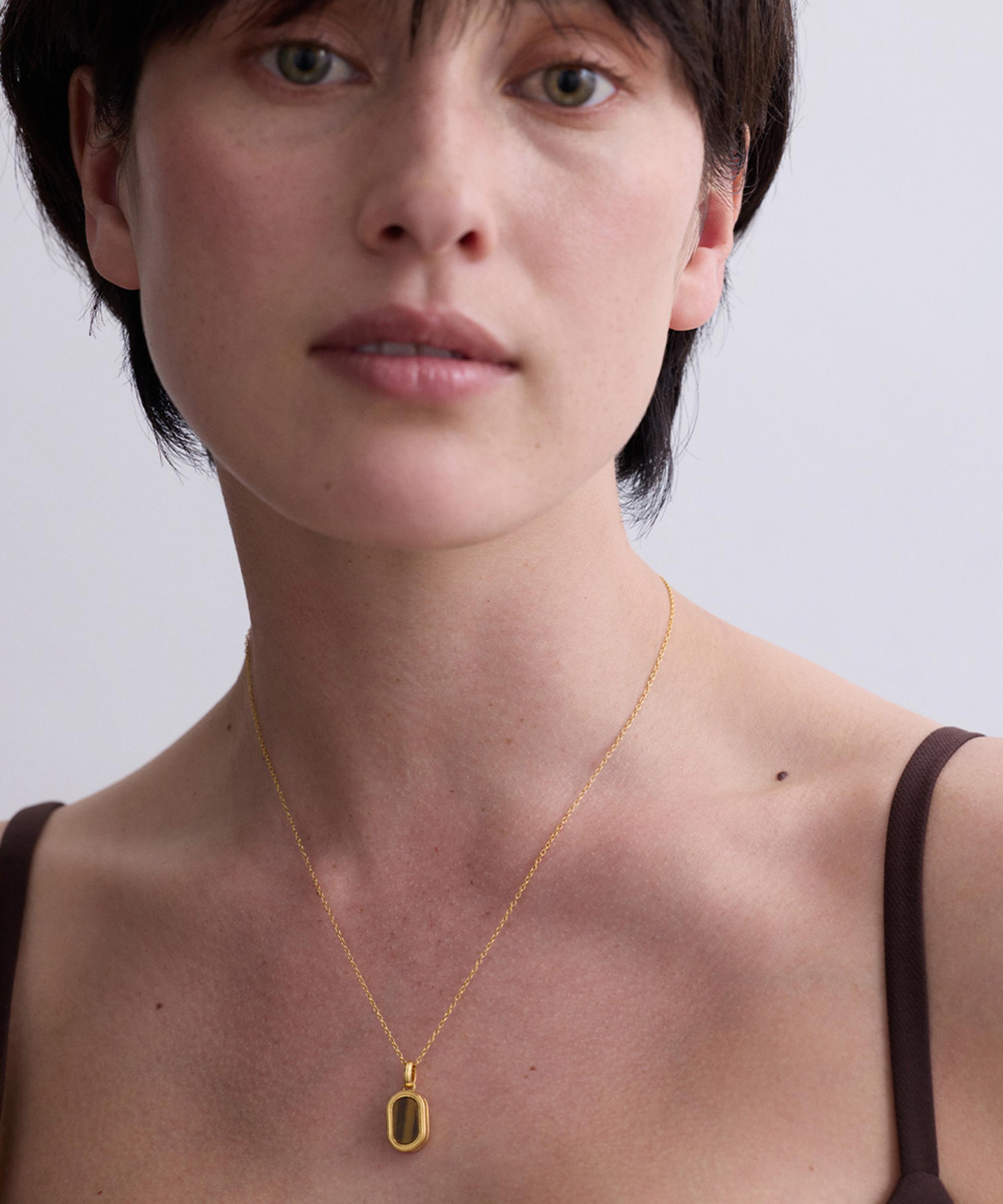 Astley Clarke - 18ct Gold-Plated Tiger's Eye Oval Locket Necklace x Laura Jackson image number 1