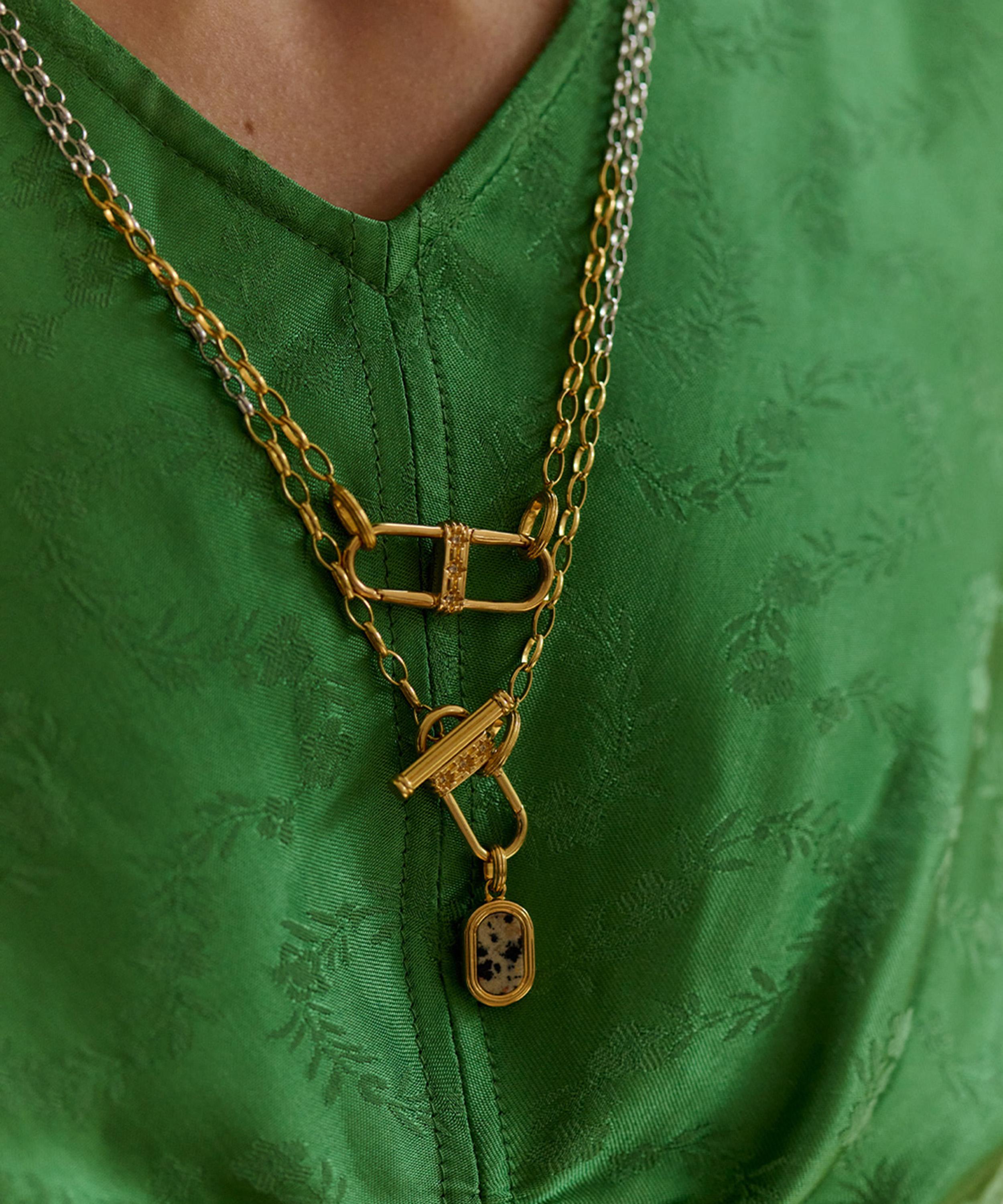 Astley Clarke - 18ct Gold-Plated Jasper Oval Locket Necklace x Laura Jackson image number 3