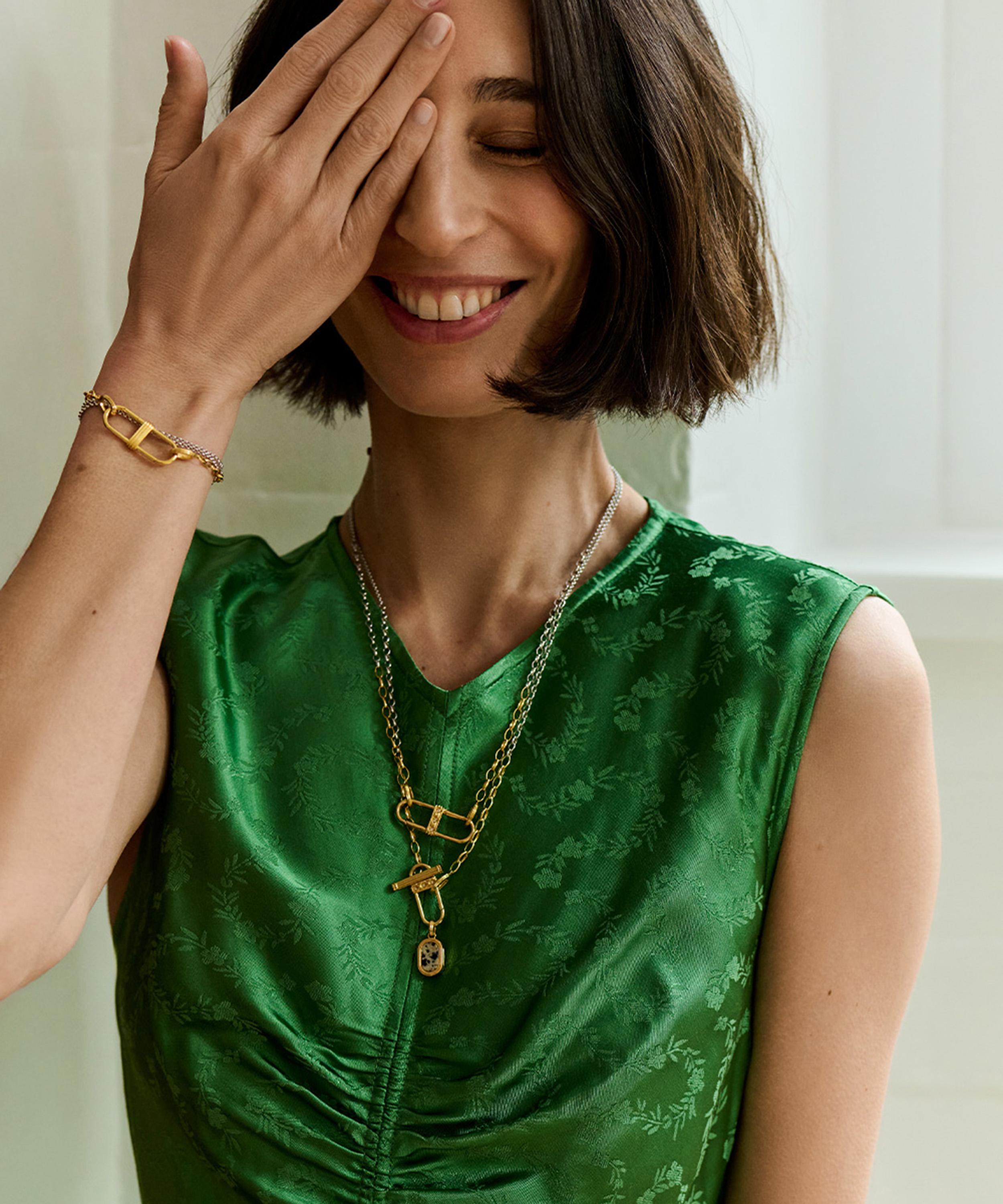 Astley Clarke - 18ct Gold-Plated Jasper Oval Locket Necklace x Laura Jackson image number 4