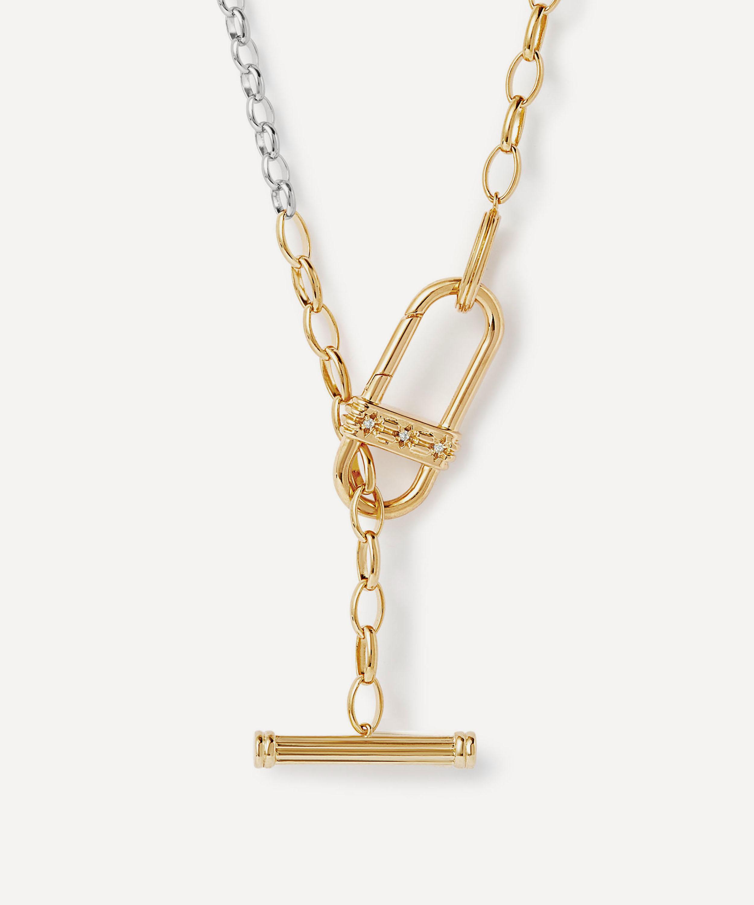 Astley Clarke - 18ct Gold-Plated Mixed Metal T-Bar Necklace x Laura Jackson image number 0