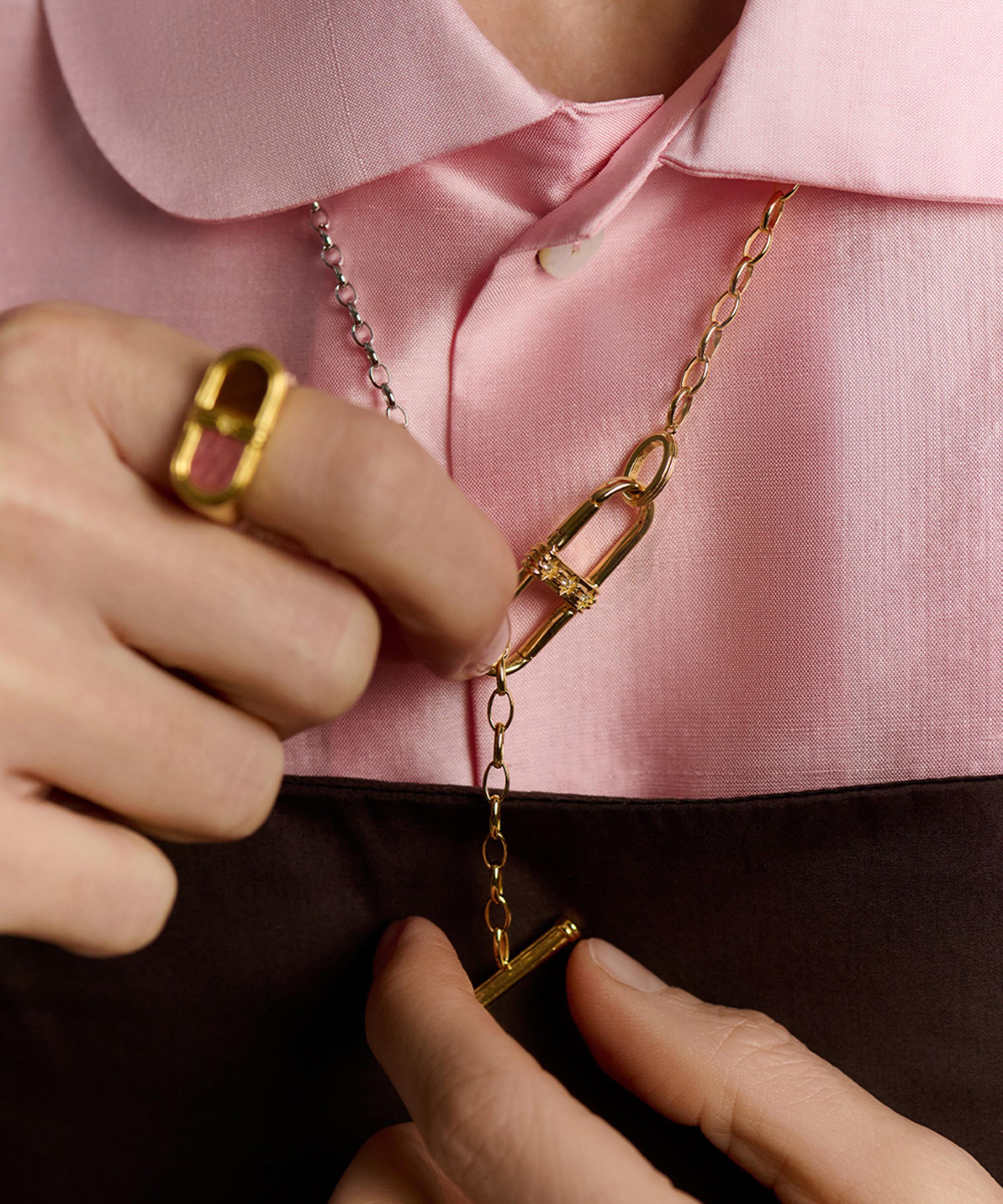 Astley Clarke - 18ct Gold-Plated Mixed Metal T-Bar Necklace x Laura Jackson image number 2