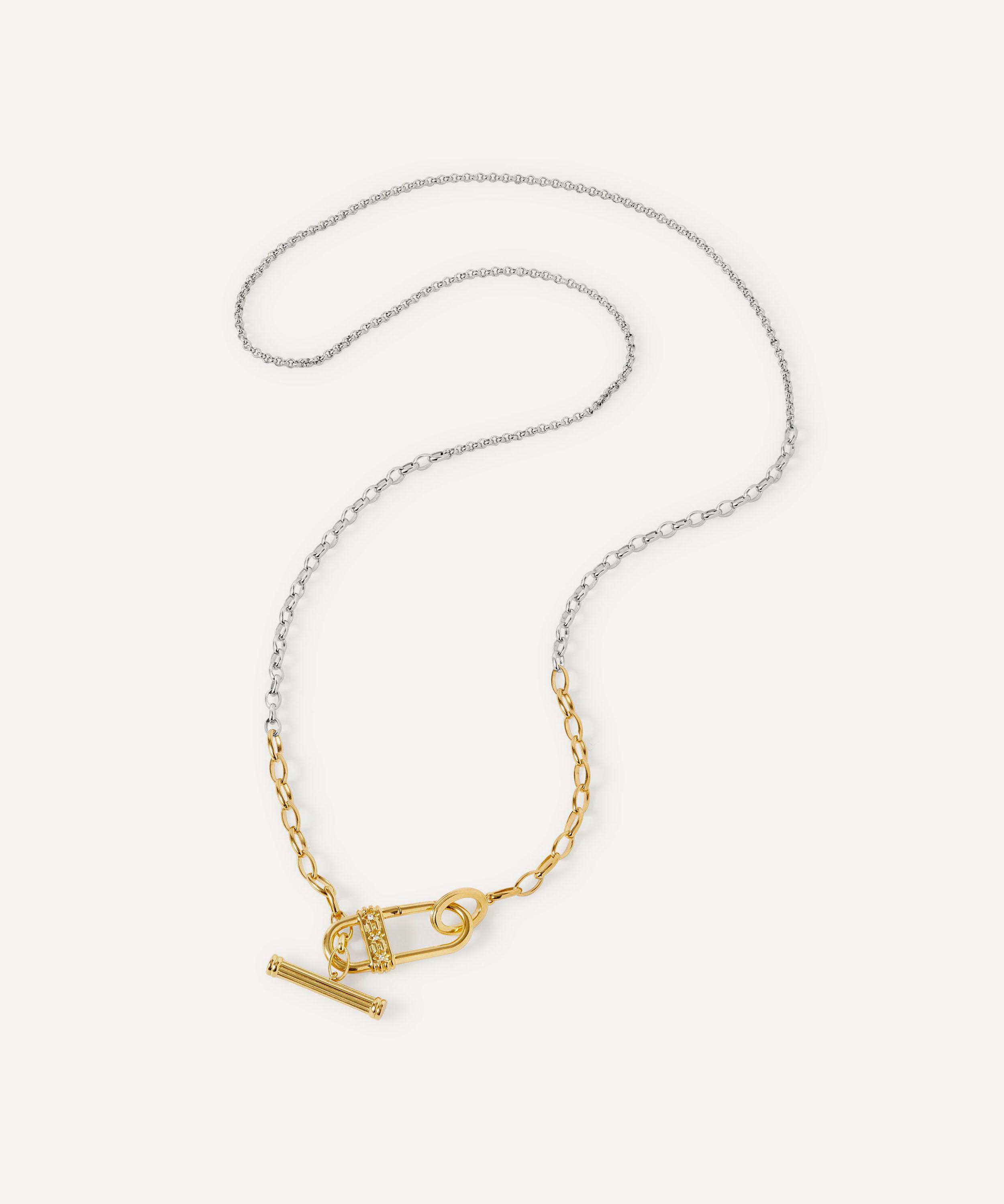 Astley Clarke - 18ct Gold-Plated Mixed Metal T-Bar Necklace x Laura Jackson image number 3