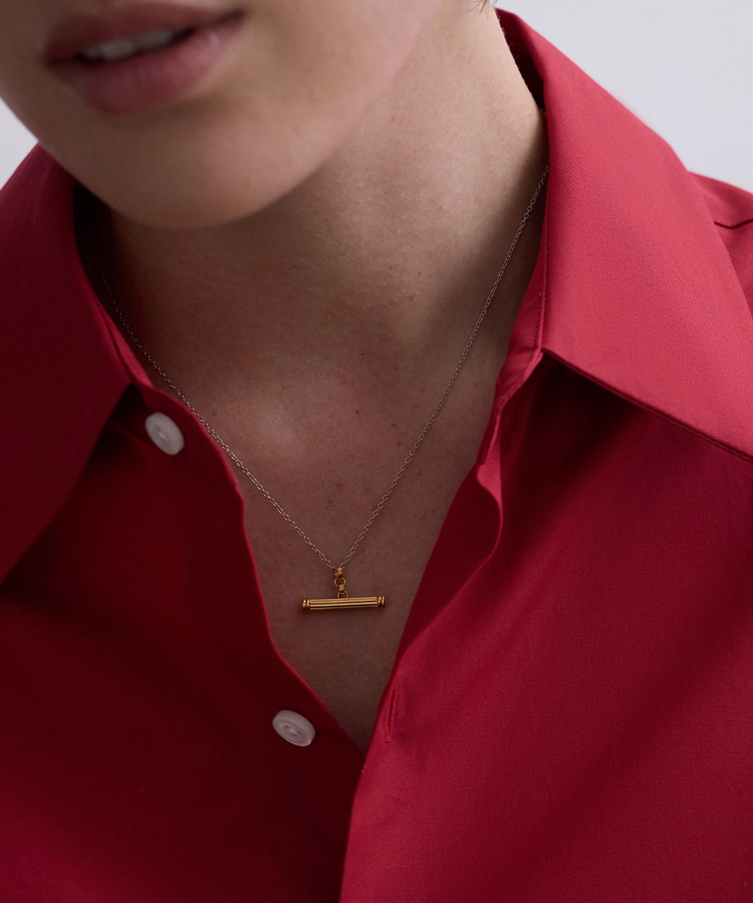 Astley Clarke - 18ct Gold-Plated Mixed Metal T-Bar Necklace x Laura Jackson image number 1