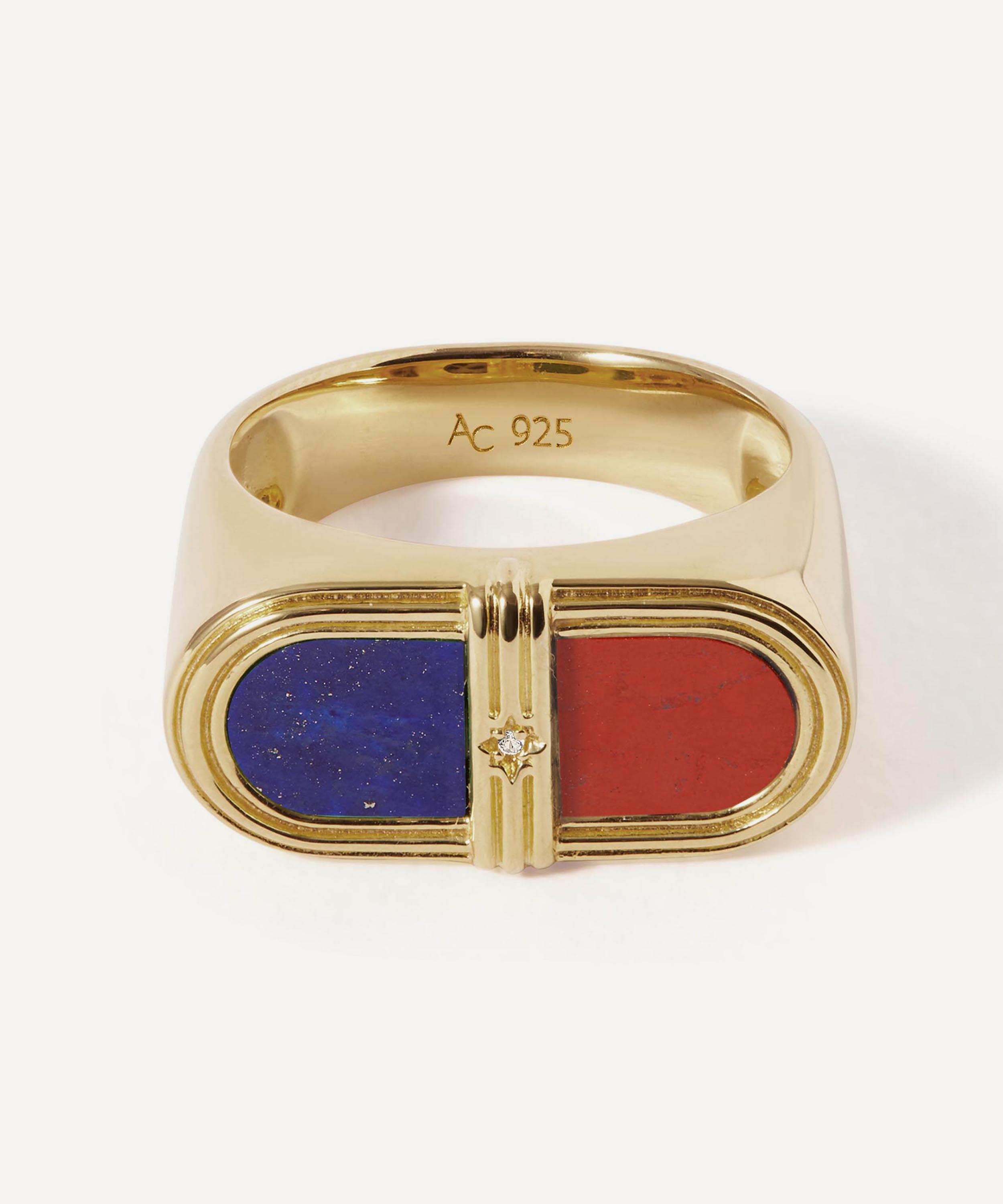 Astley Clarke - 18ct Gold-Plated Jasper Signet Ring x Laura Jackson image number 0