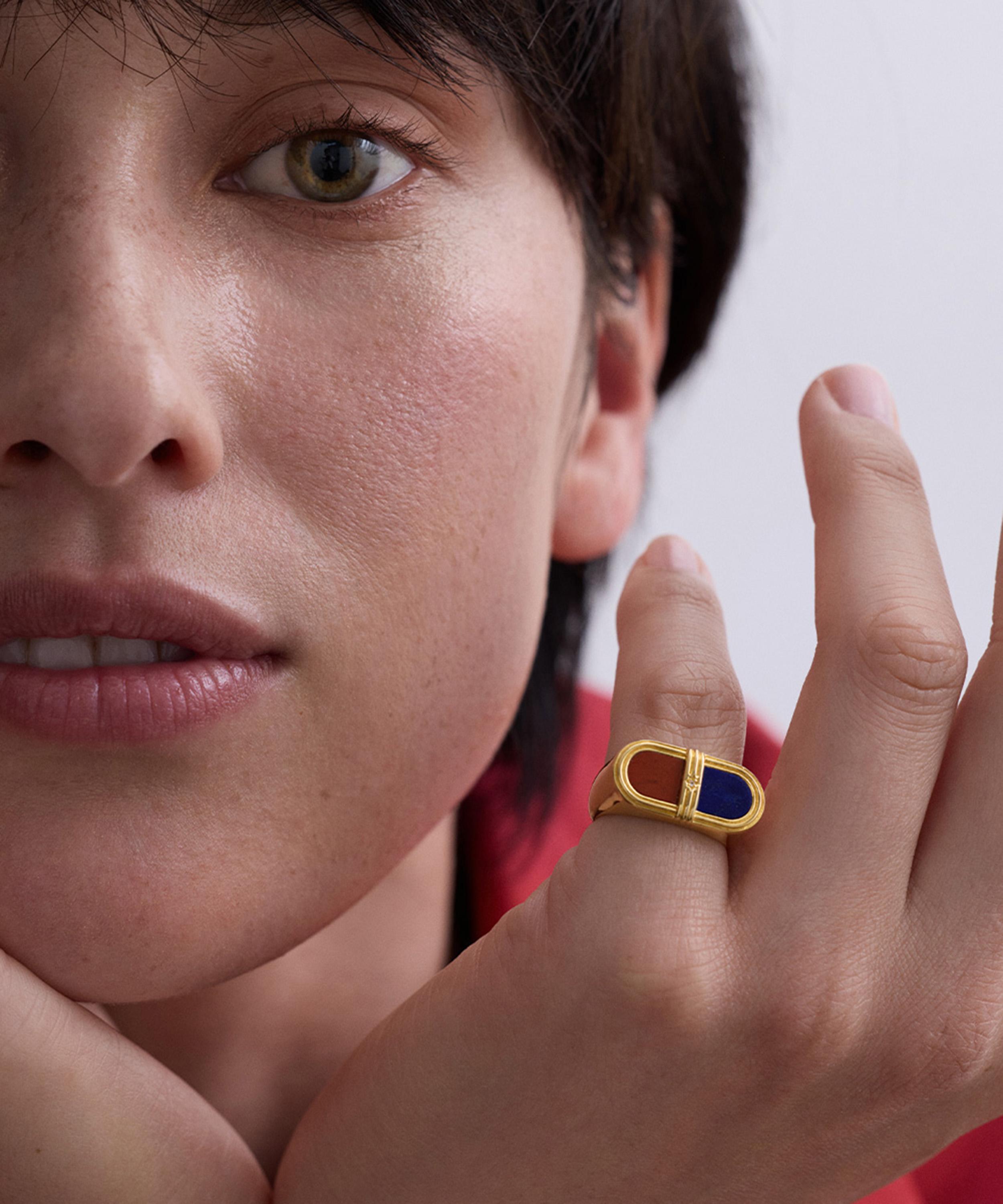 Astley Clarke - 18ct Gold-Plated Jasper Signet Ring x Laura Jackson image number 1