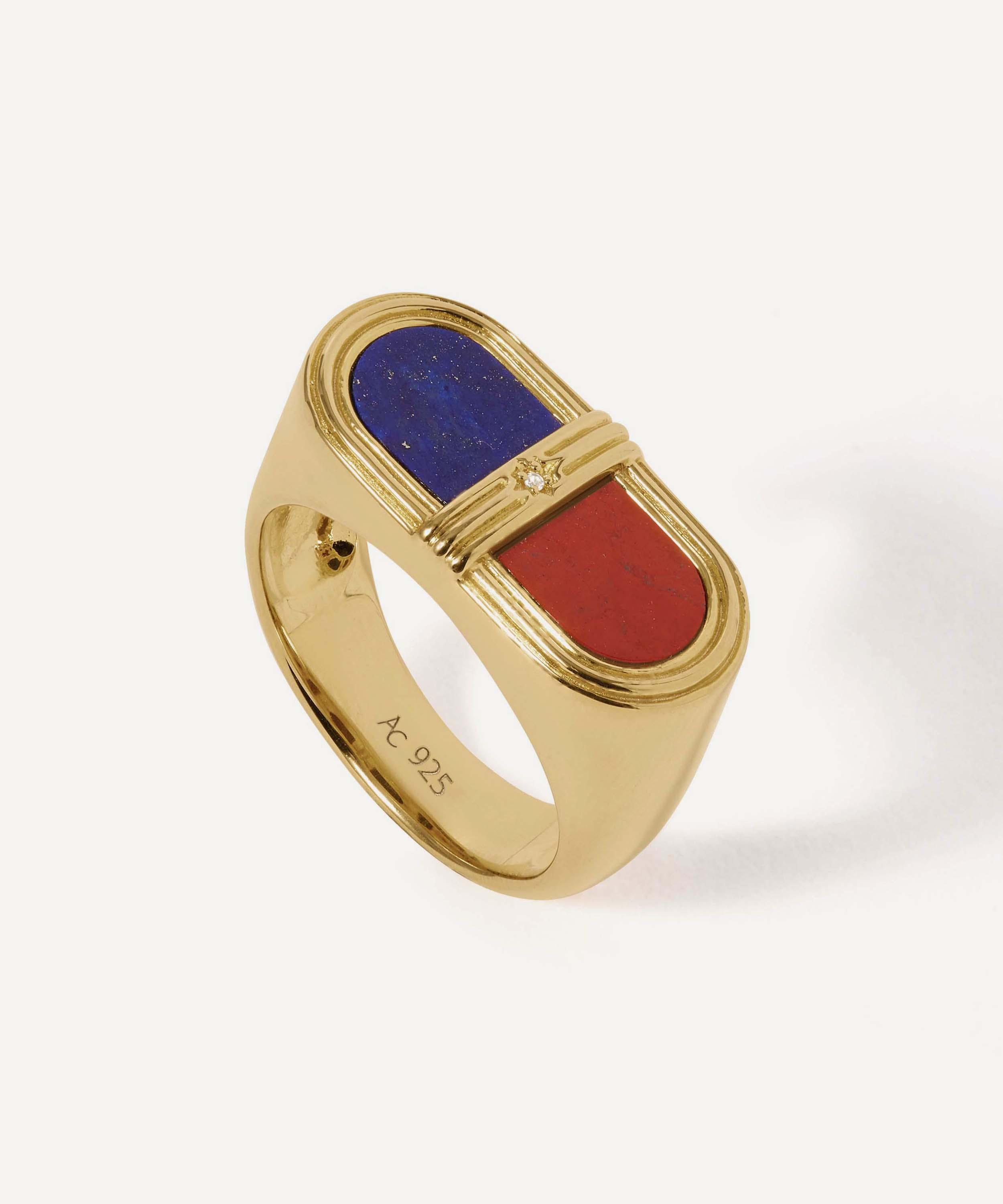 Astley Clarke - 18ct Gold-Plated Jasper Signet Ring x Laura Jackson image number 3