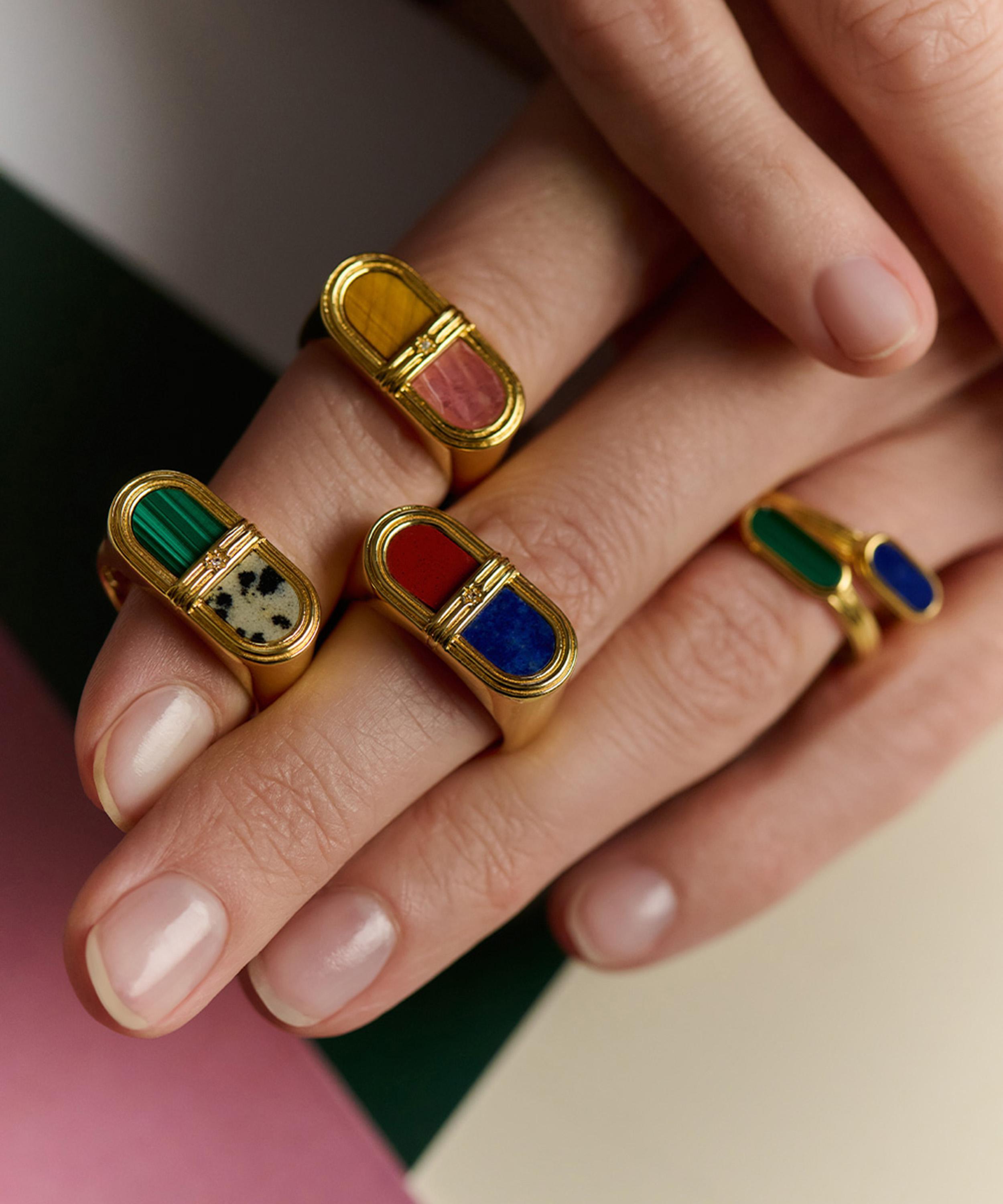 Astley Clarke - 18ct Gold-Plated Jasper Signet Ring x Laura Jackson image number 4