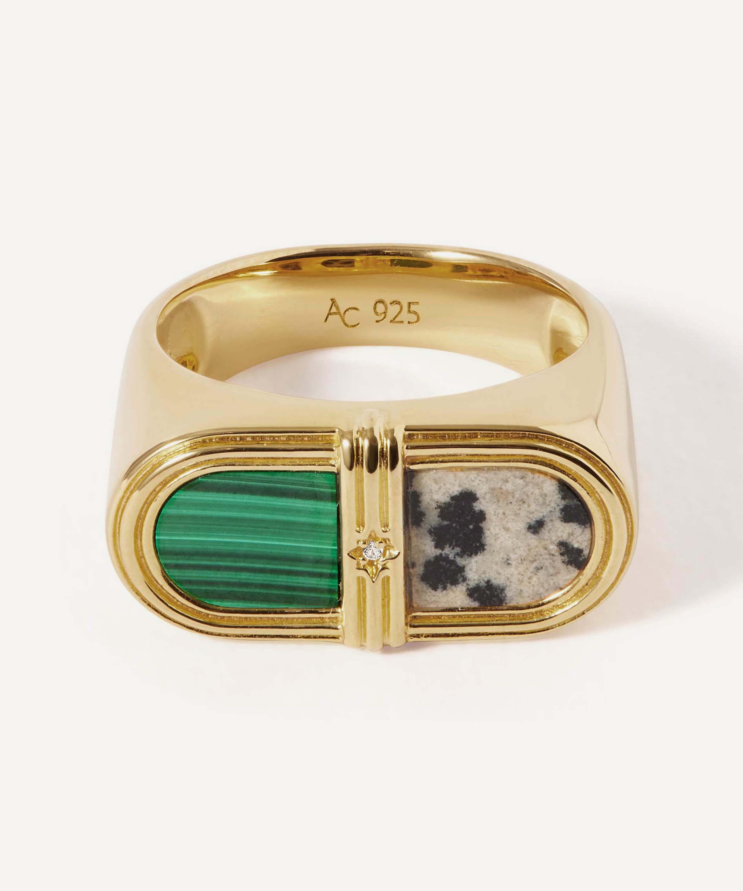 Astley Clarke - 18ct Gold-Plated Jasper Signet Ring x Laura Jackson image number 0