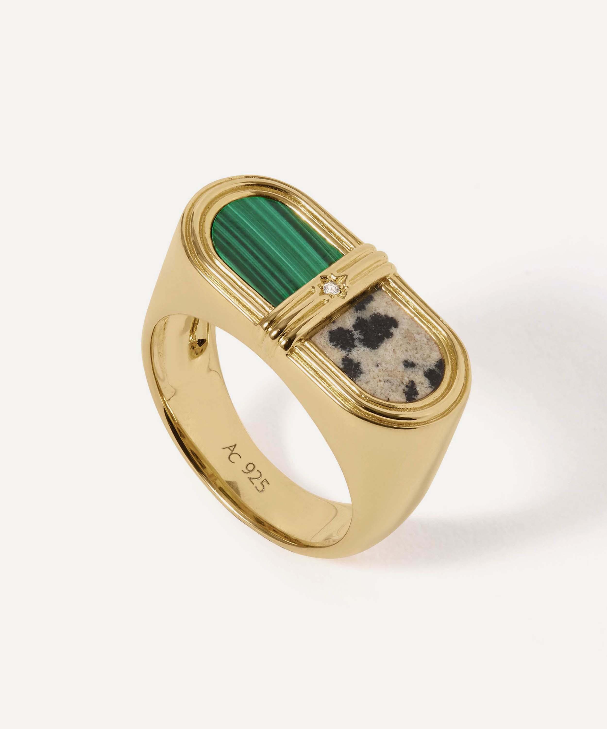 Astley Clarke - 18ct Gold-Plated Jasper Signet Ring x Laura Jackson image number 3